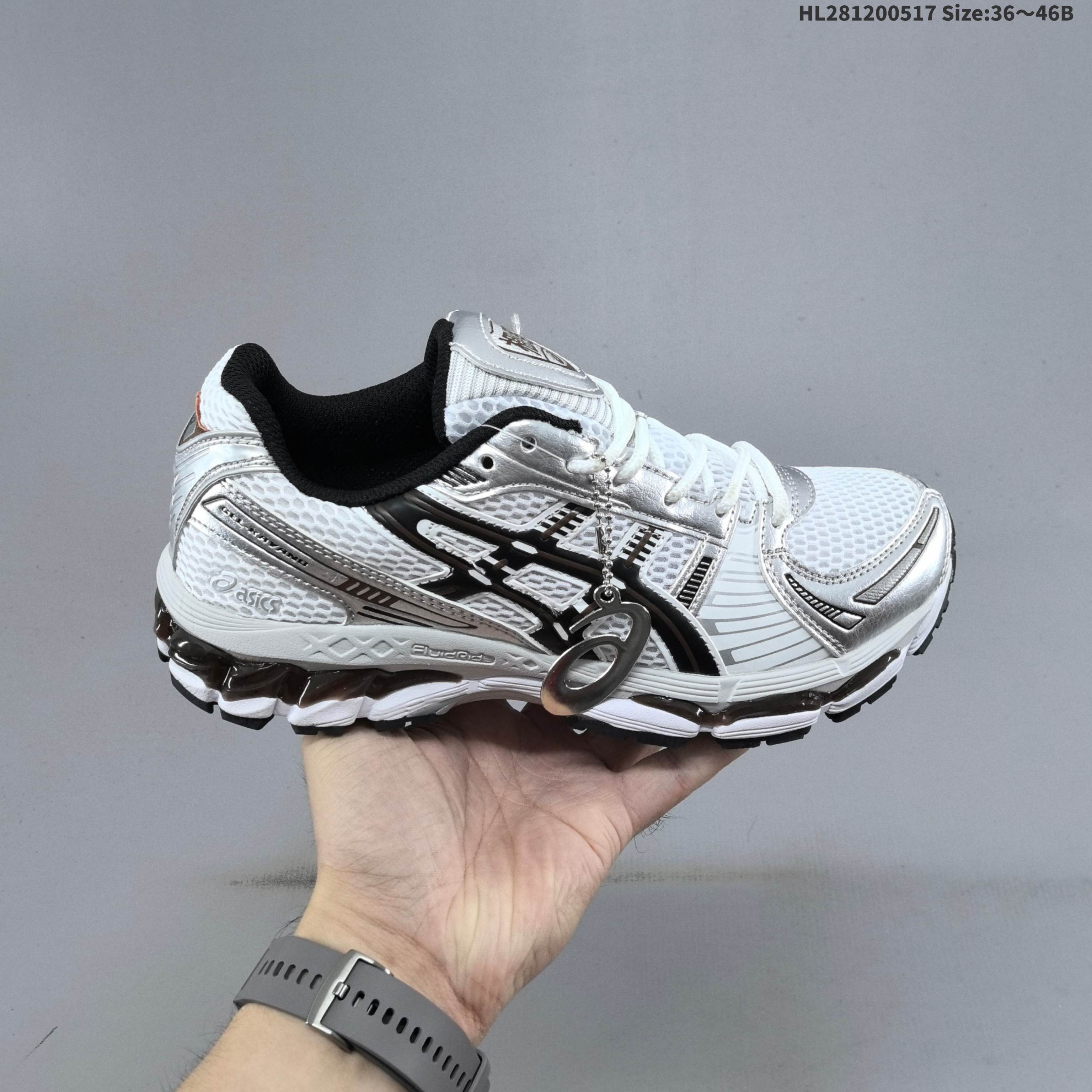 ASICS Gel-Kayano 12 1 White Silver Black Brown EU 36-46 Running Shoe Running Sneakers - Unisex BS-68831