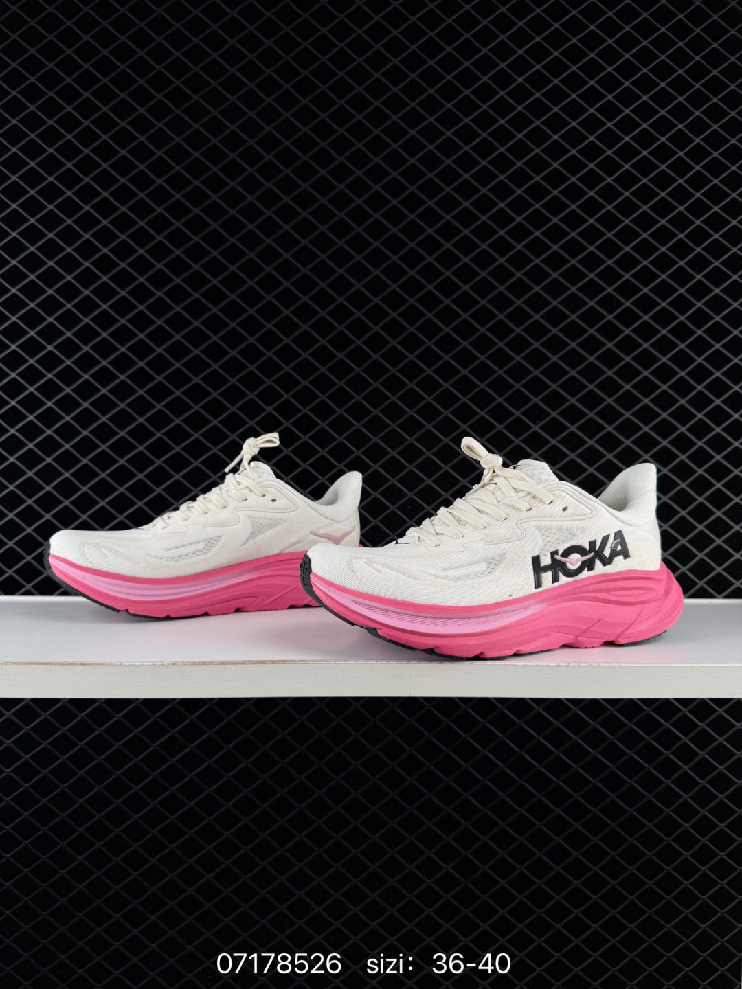 HOKA ONE ONE Clifton 10 Off White Bright Pink Black EU 36-40 Running Shoe Running Sneakers - Unisex BS-86153