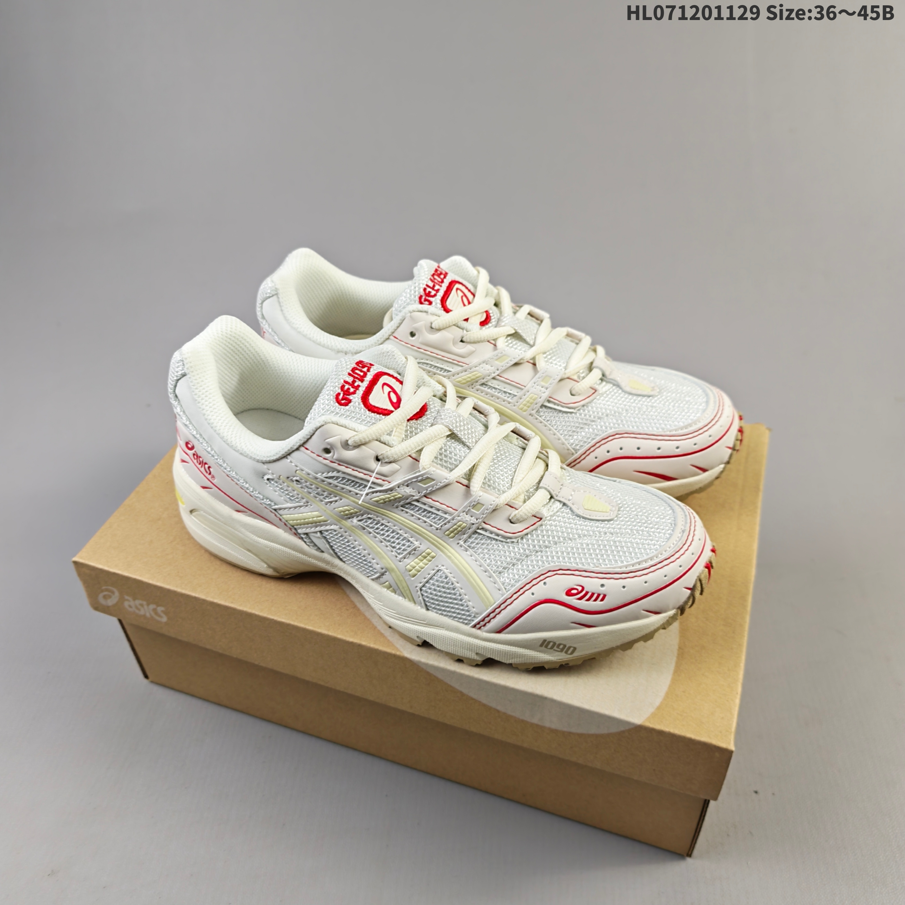 ASICS GEL-1090 Cream White Red Blue Brown EU 36-45 Running Shoe Running Sneakers - Unisex BS-69211