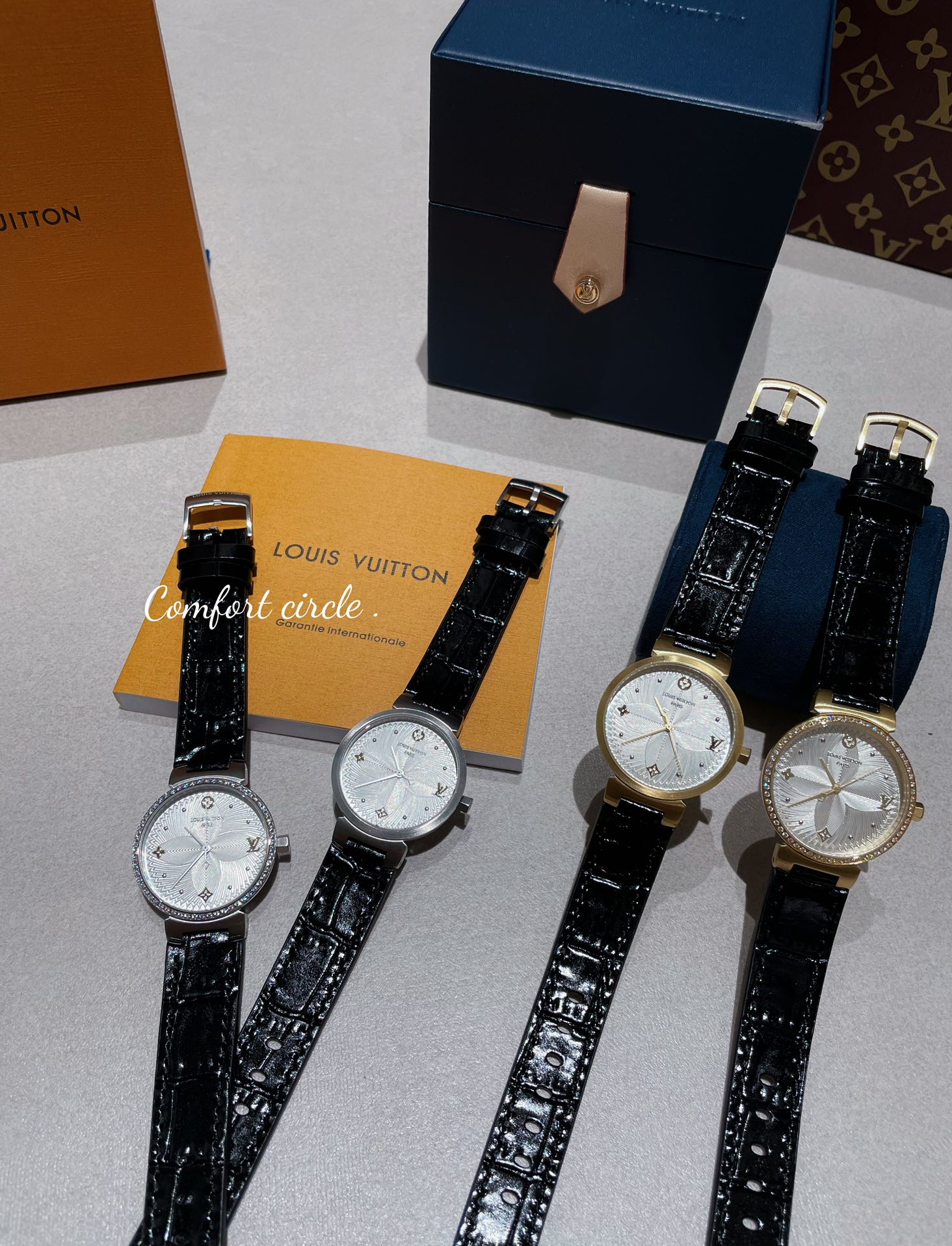 Louis Vuitton Watches LV TAMBOUR SLIM 34mm1. 2. 3. 1. ECCO Leather — AAA Quality Replica