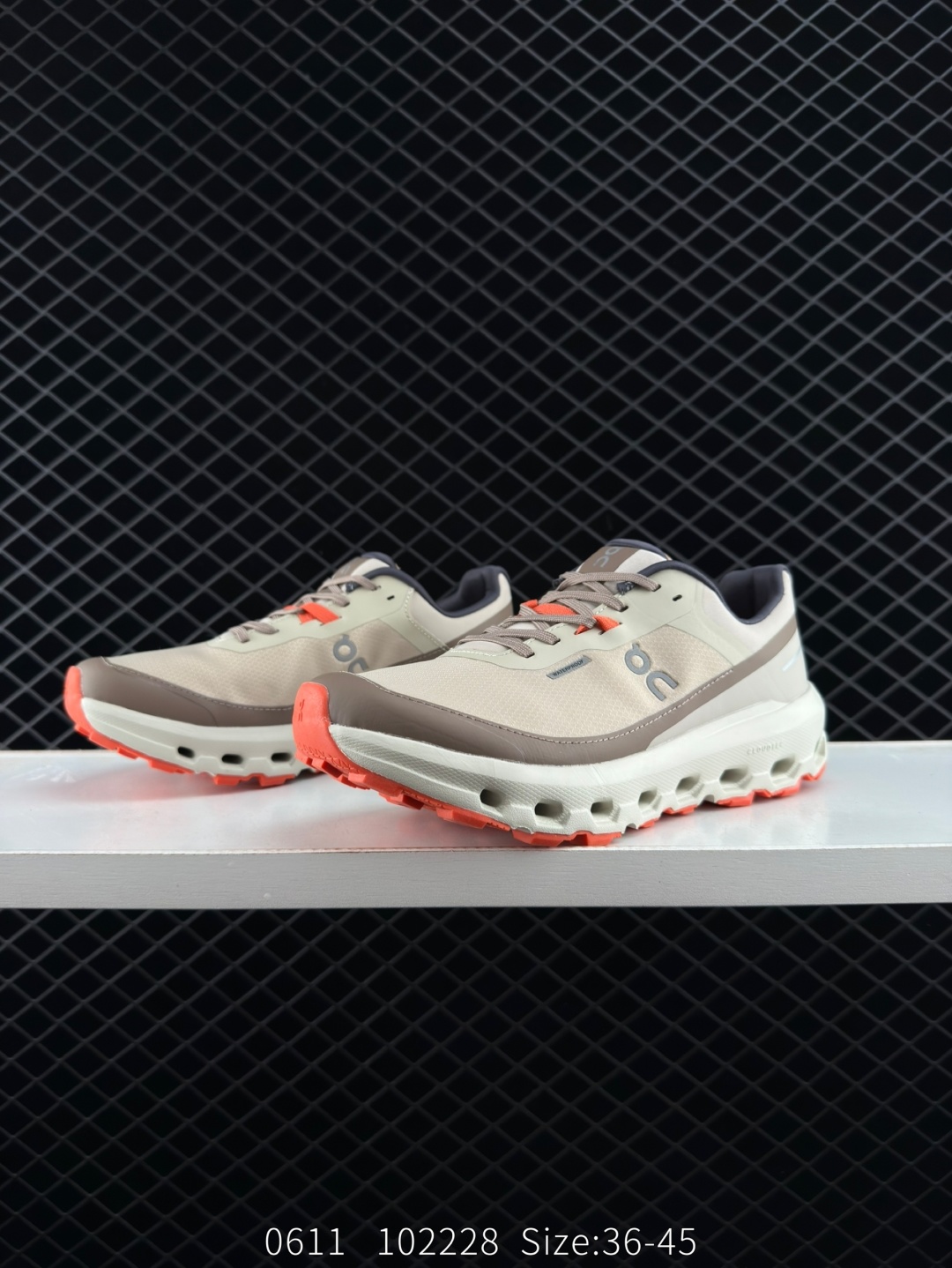 On Cloudvista 2 Waterproof Beige Taupe Off White Coral Orange EU 36-45 Trail Shoe Trail Running Sneakers - Unisex BS-85563