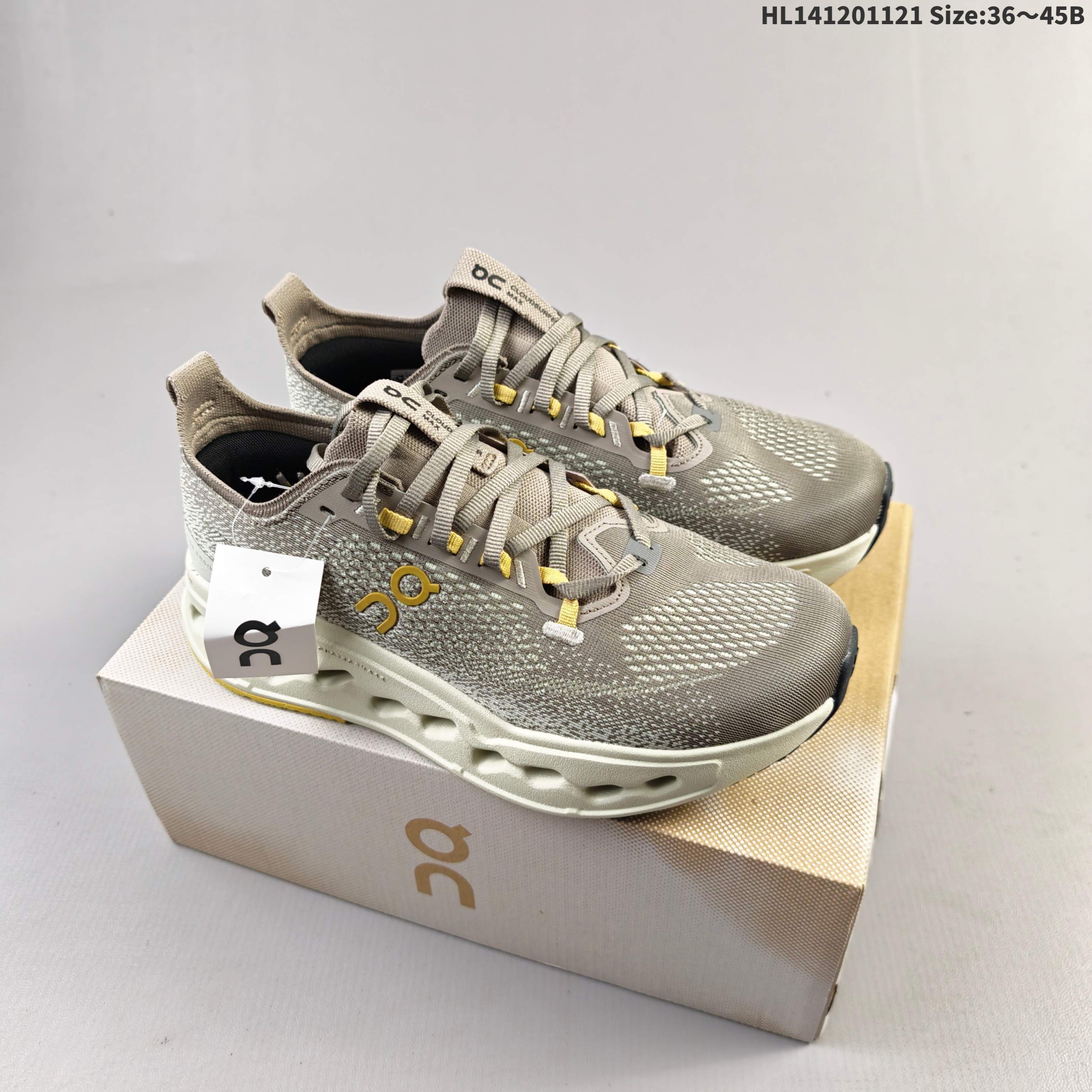 On Cloudsurfer Max Taupe Ivory Yellow Black EU 36-45 Running Shoe Running Sneakers - Unisex BS-69790