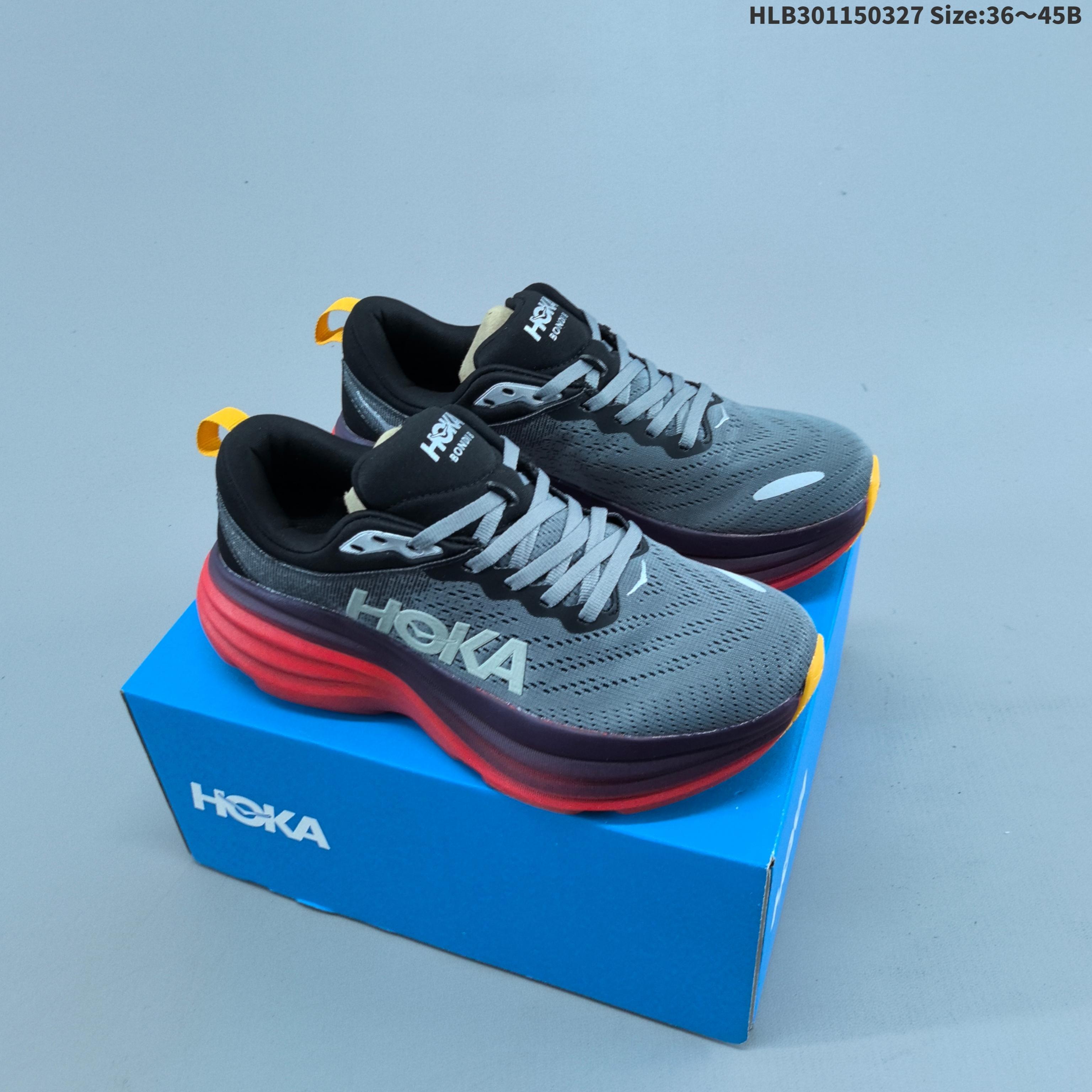 HOKA ONE ONE Bondi 8 Grey Black Red Purple Yellow EU 36-45 Running Shoe Running Sneakers - Unisex BS-69372