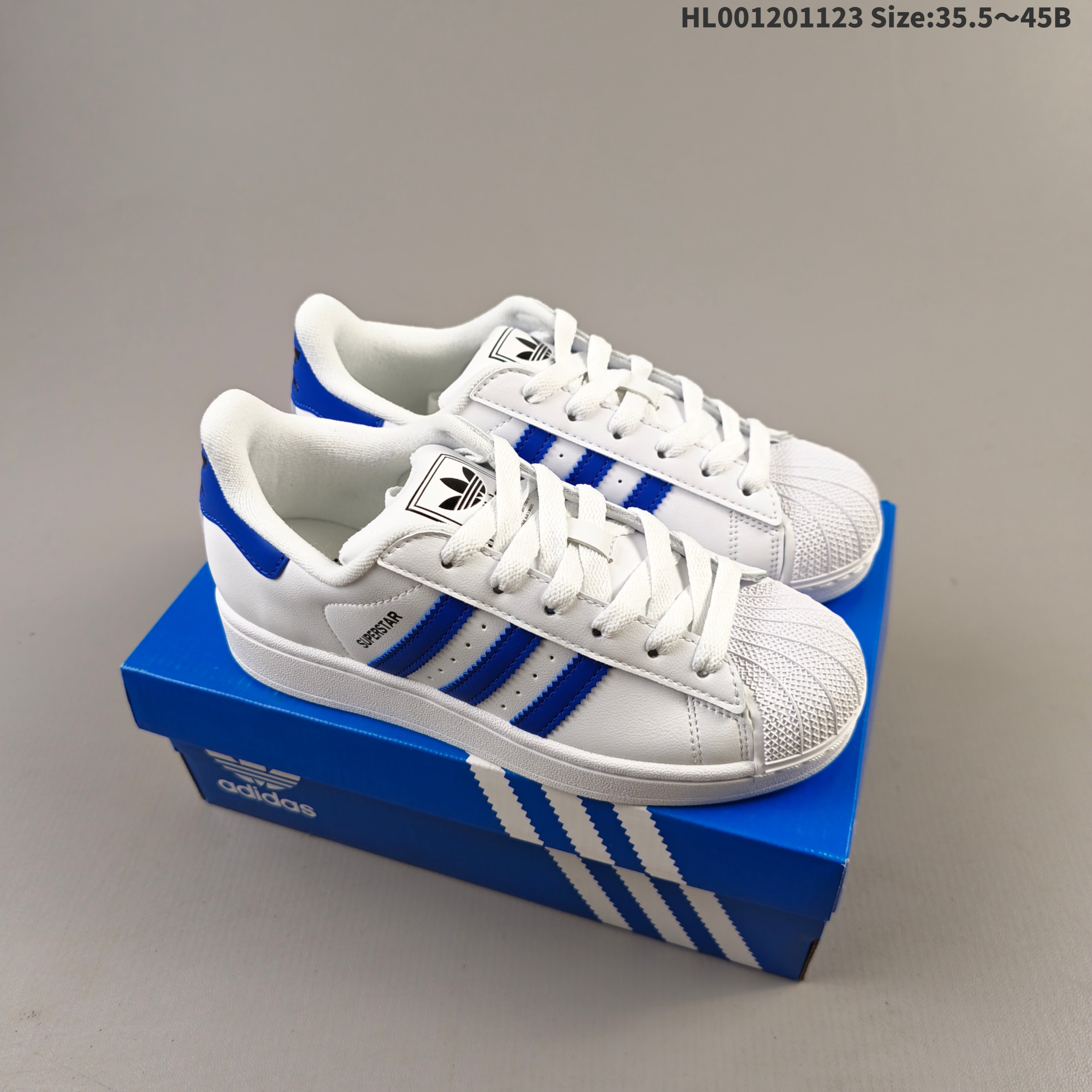 Adidas Superstar White Blue Black EU 35 5-45 Skate Shoe Unisex BS-65499