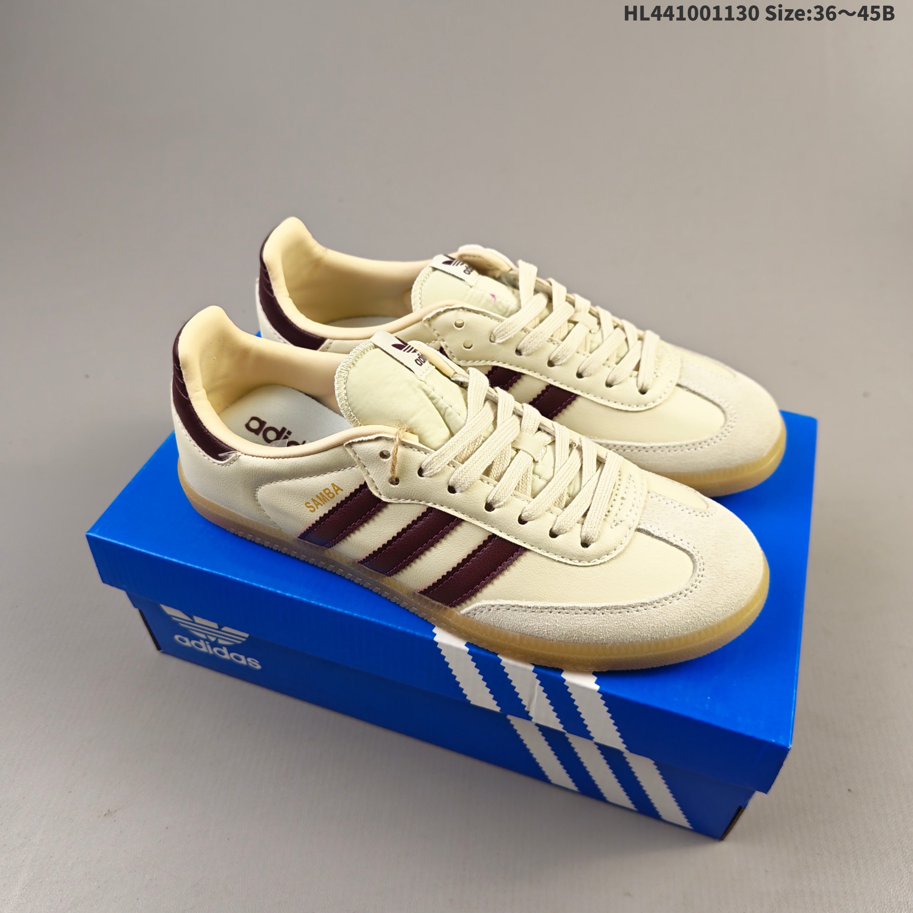 Adidas Samba OG Cream Maroon Gum EU 36-45 Skate Shoe Unisex BS-65388