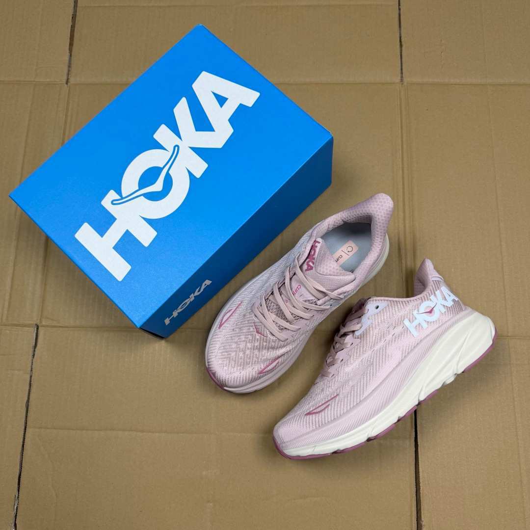 HOKA Clifton 9 Light Pink White Running Shoe Running Sneakers BS-86879