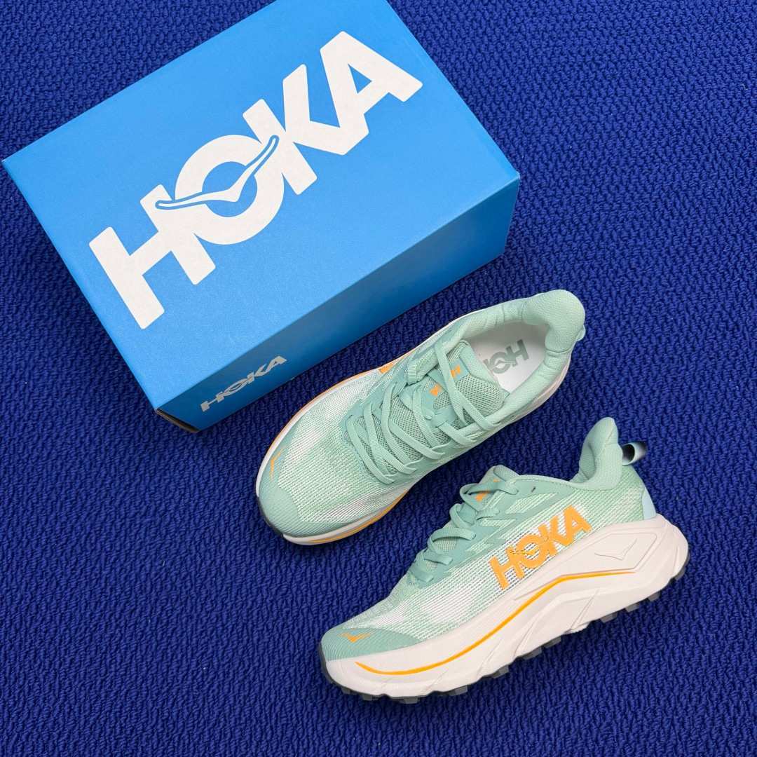 HOKA Challenger 8 Mint Green White Orange Trail Shoe Trail Running Sneakers BS-86846