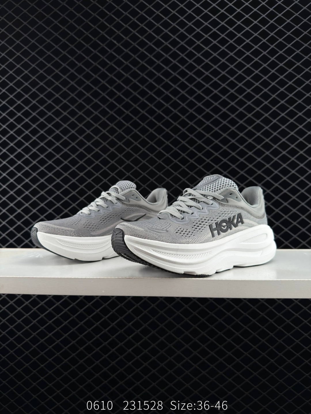 HOKA Bondi 9 Grey White Black EU 36-46 Running Shoe Running Sneakers - Unisex BS-86609