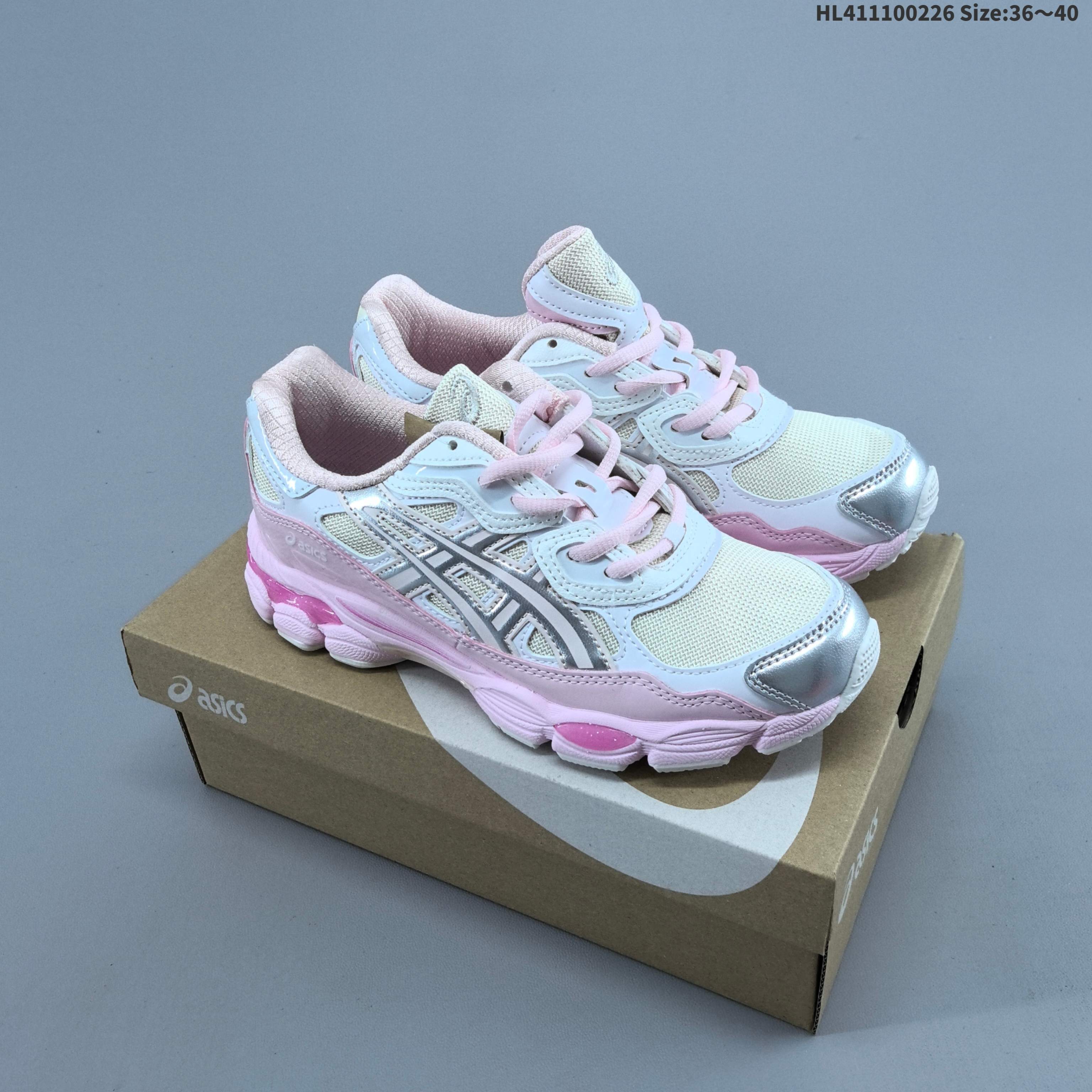ASICS GEL-NYC White Pink Silver Cream EU 36-40 Running Shoe Running Sneakers Unisex BS-69019