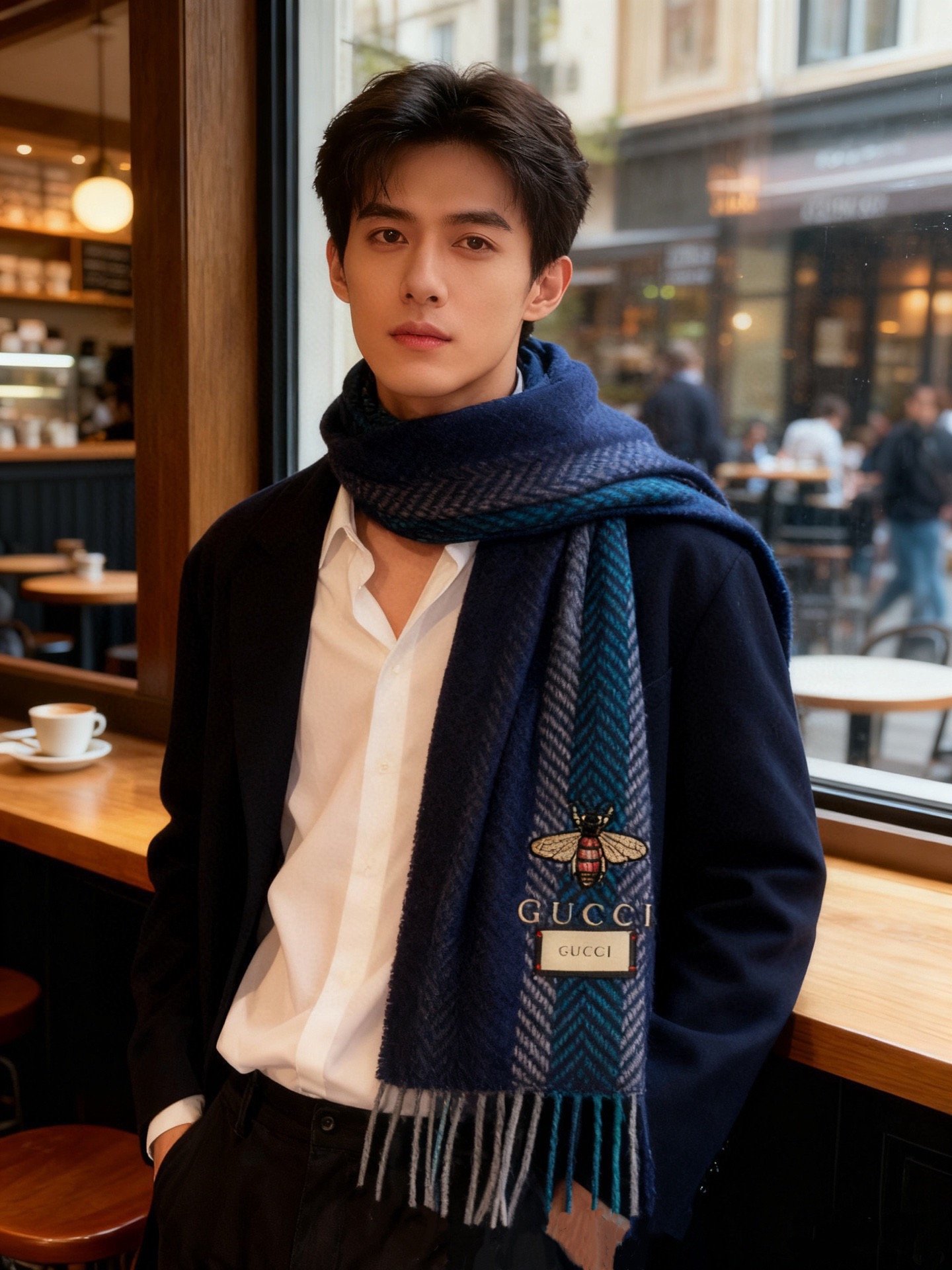 gucci scarf Gucci Little Bee Cashmere Scarf at Paris Fashion Show! Made of Mongolian Plateau fine cashmere! It feels full of fine fluff! This price is absolutely 100% affordable! Exquisite embroidery craftsmanship! Great for giving as a gift or keeping for yourself! Absolutely good stuff! Size: 30*180