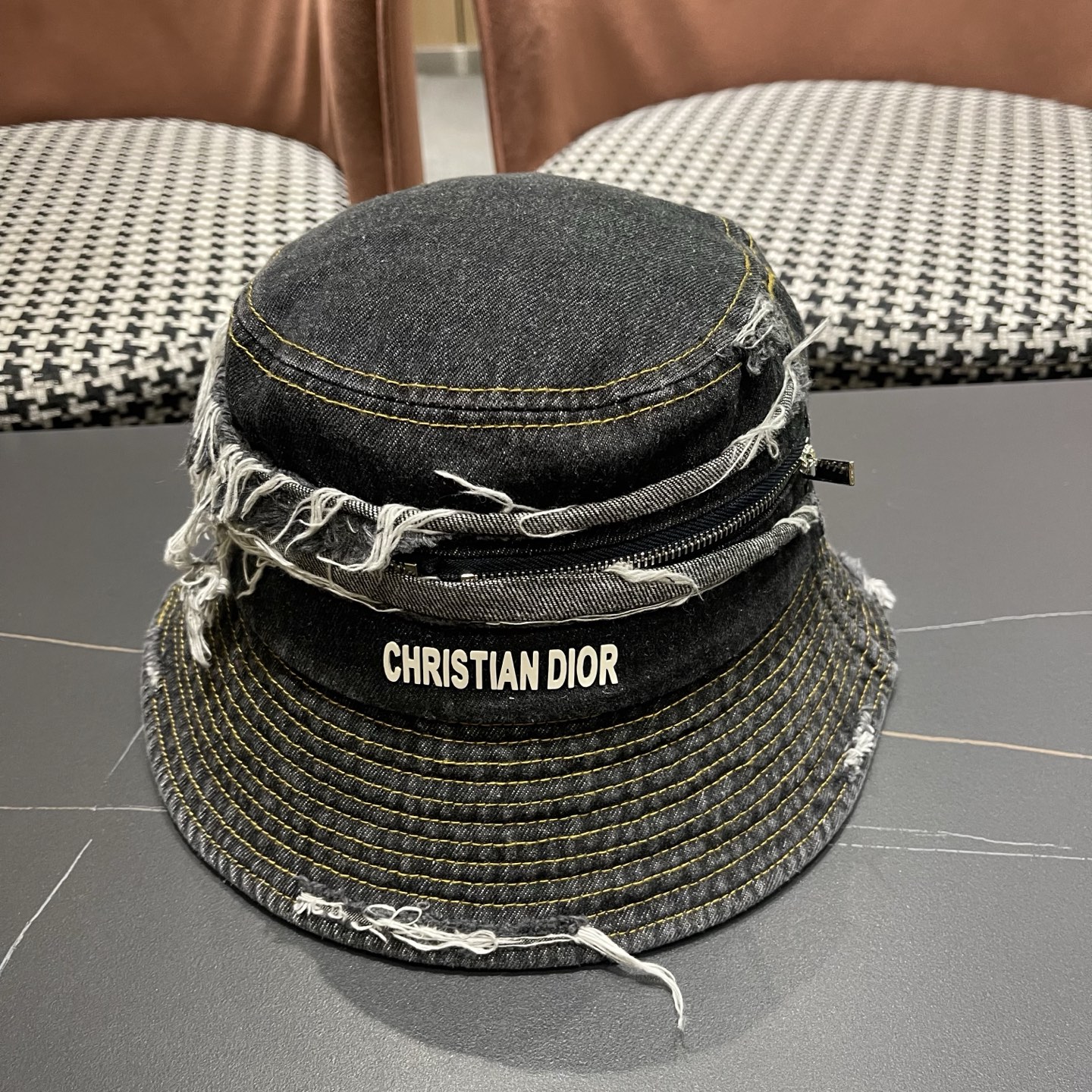 dior hat Dior washed distressed denim fisherman hat women's spring and summer Japanese style — AAA Quality Replica