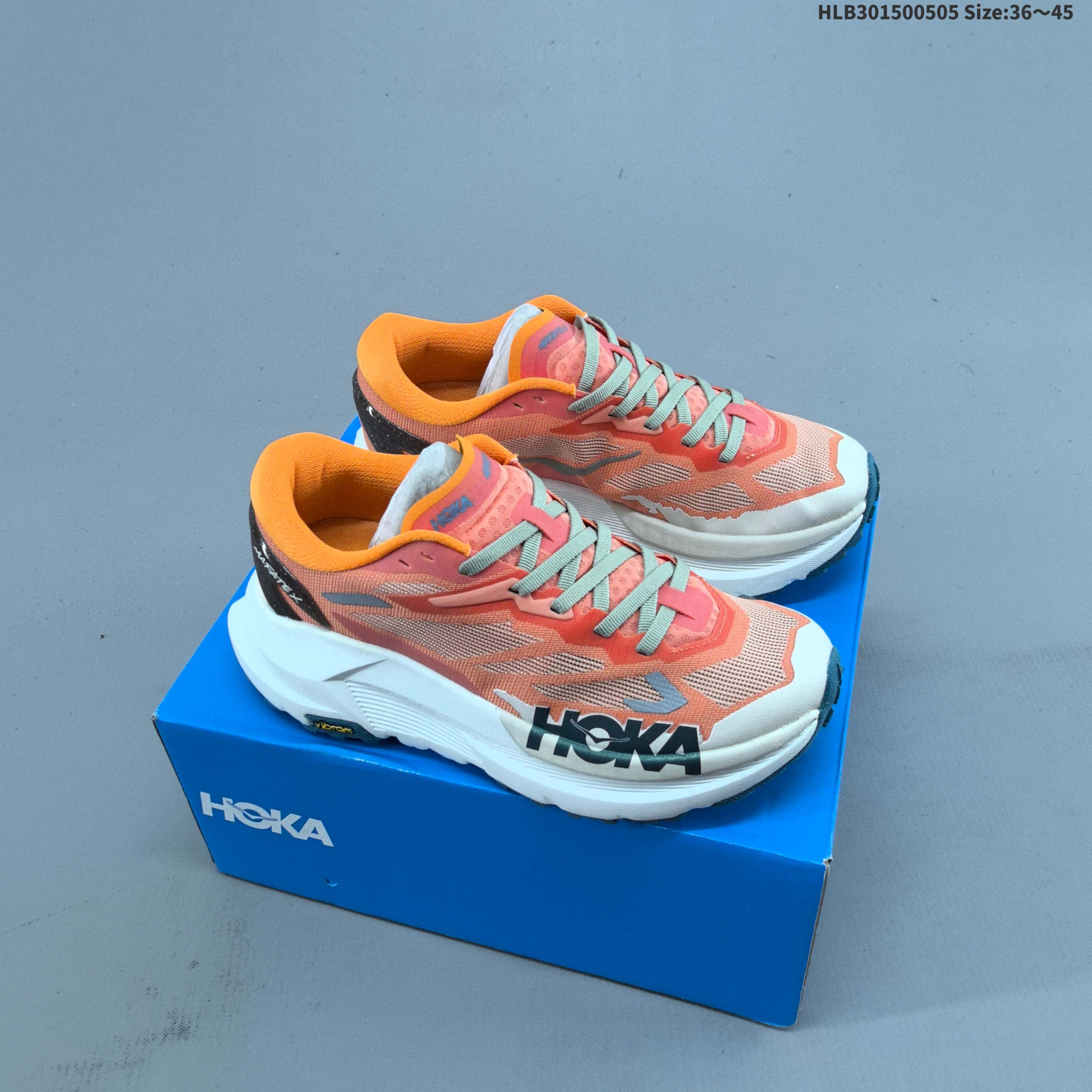 HOKA Mafate X Coral Orange White Black Green EU 36-45 Trail Shoe Trail Running Sneakers - Unisex BS-69346