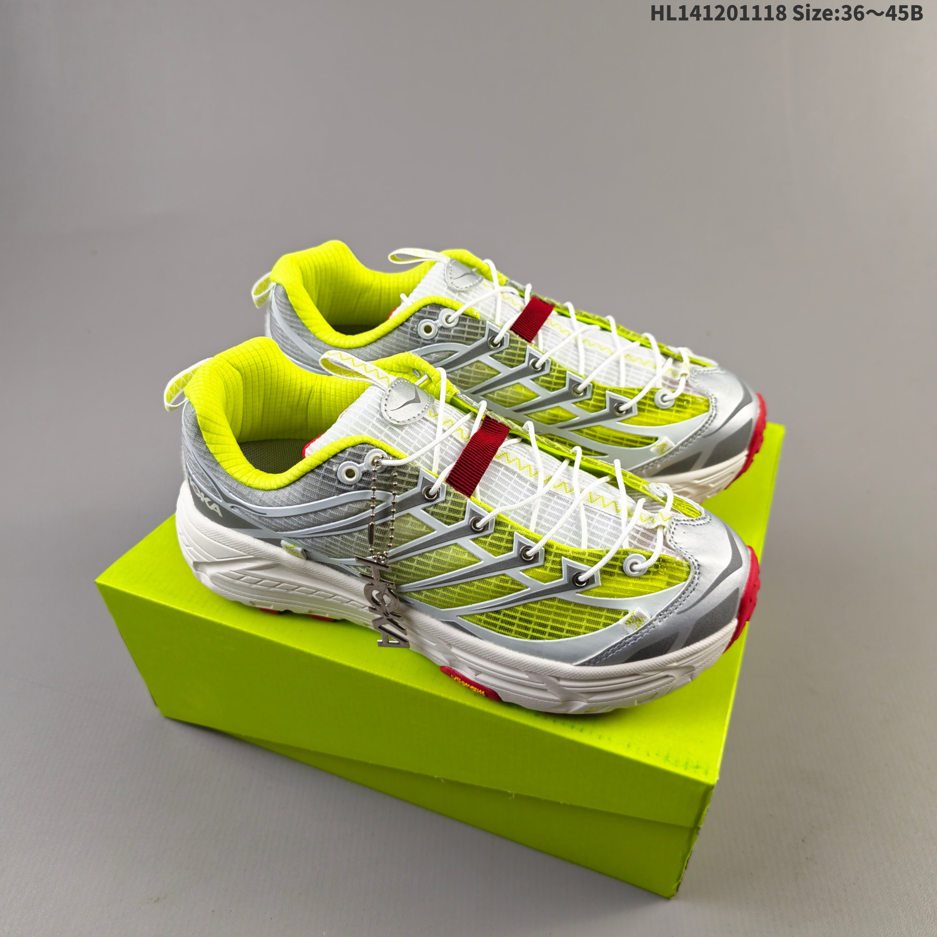 HOKA ONE ONE Mafate Three 2 White Silver Neon Yellow Red EU 36-45 Trail Shoe Trail Running Sneakers - Unisex BS-69473