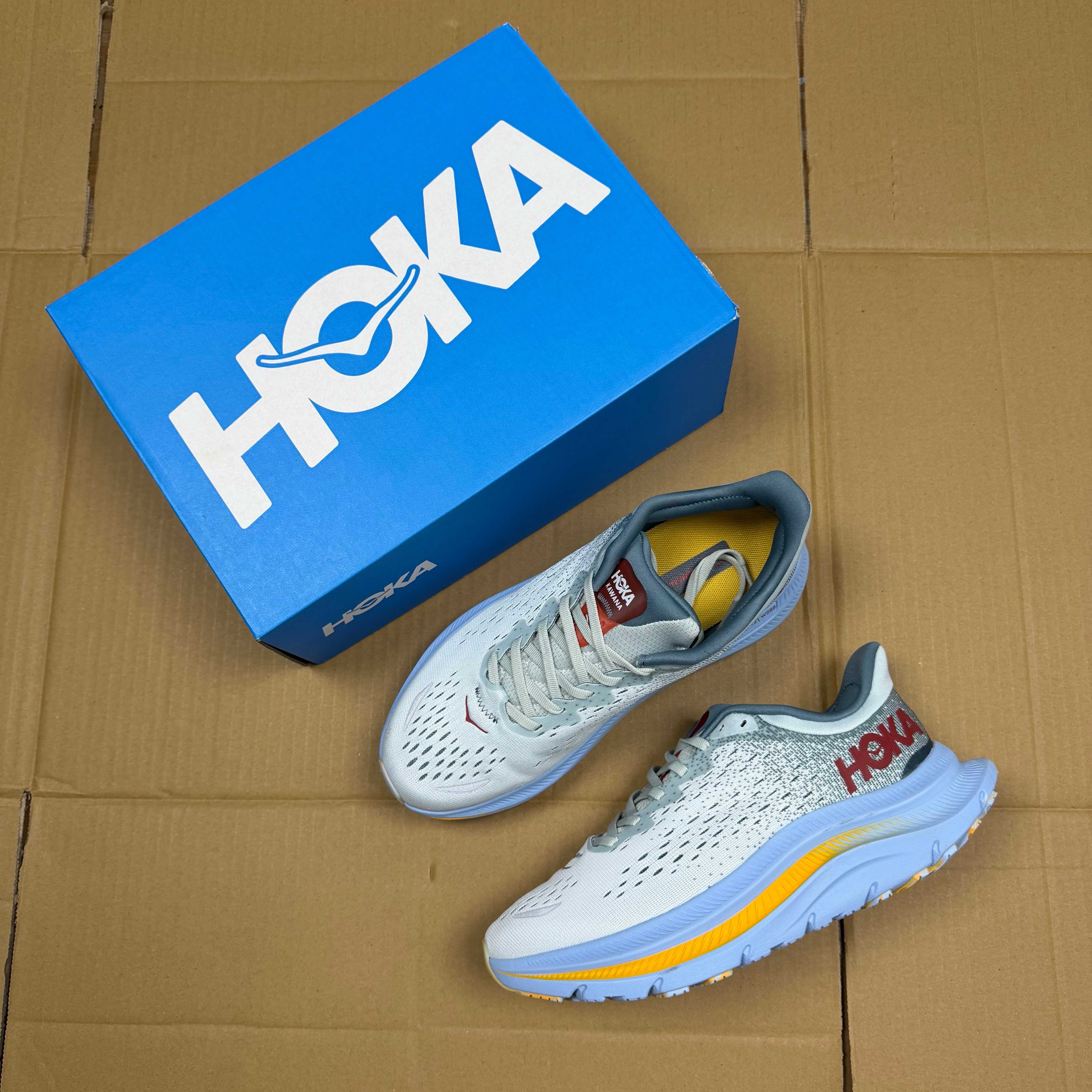 HOKA Kawana White Light Blue Yellow Red Grey Running Shoe Running Sneakers BS-86922