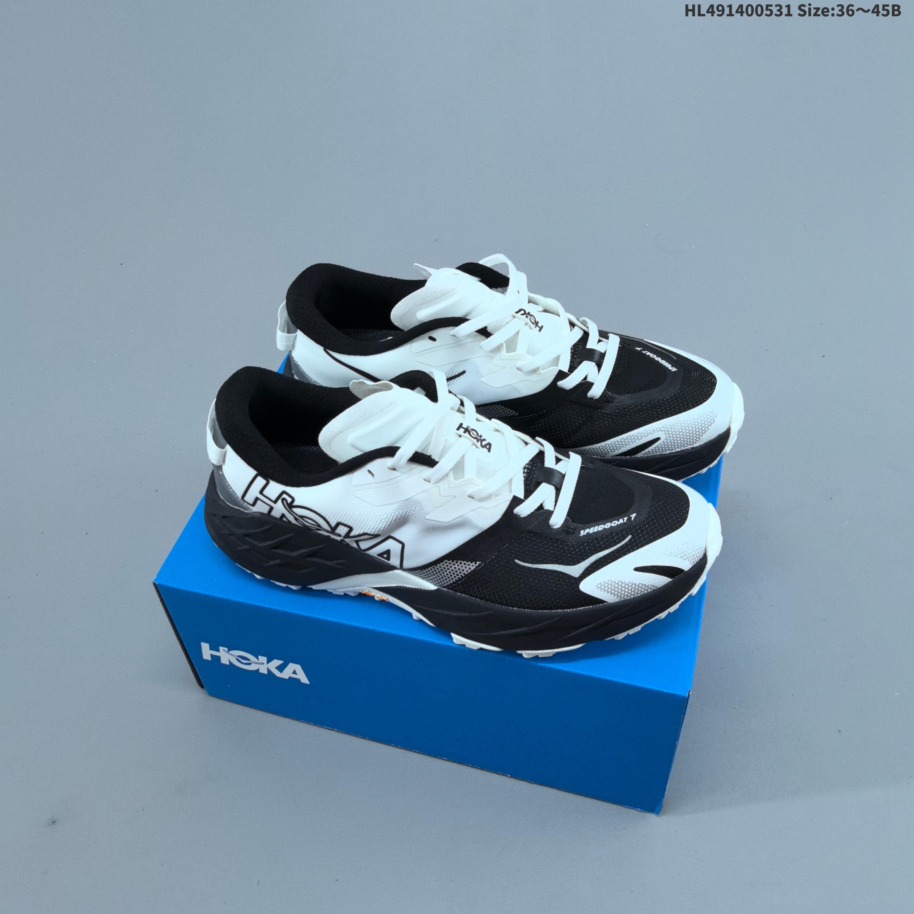 HOKA Speedgoat 7 Black White Grey EU 36-45 Trail Shoe Trail Running Sneakers - Unisex BS-69337