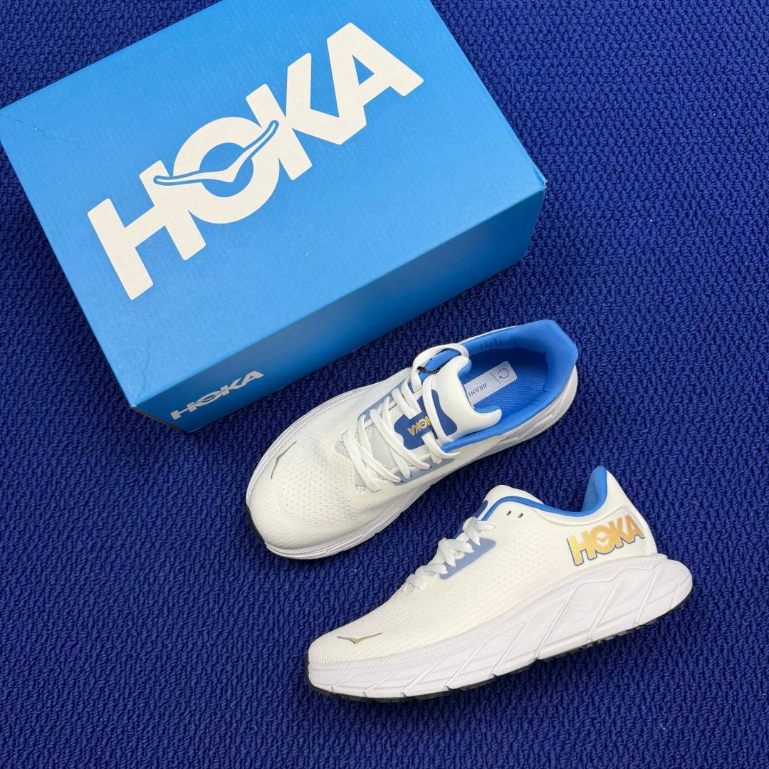 HOKA Arahi 7 White Blue Gold Running Shoe Running Sneakers BS-86827
