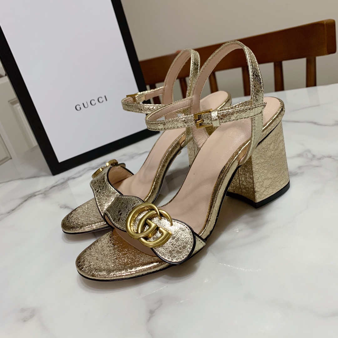 Gucci women's shoes classic one-strap and thick-heeled sandals, originally developed 1:1, last shape super correct, foot super beautiful, must-have for summer