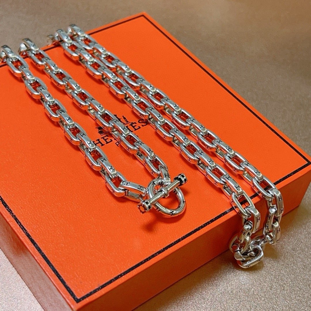Hermes Chaine d Ancre necklace silver-toned sterling silver no accent stones 50cm