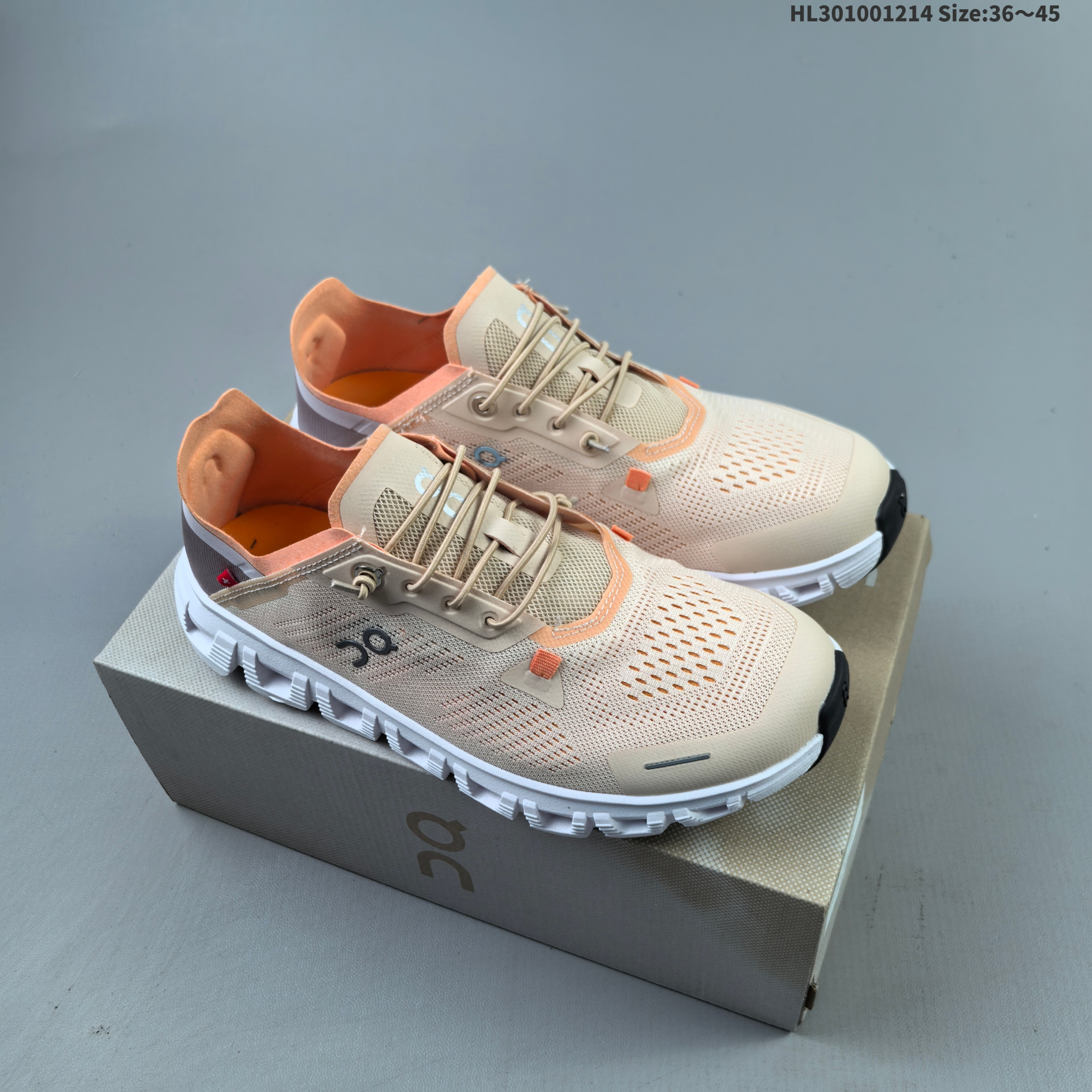 On Cloud 6 Coast Beige Peach White Black EU 36-45 Running Shoe Running Sneakers - Unisex BS-69745