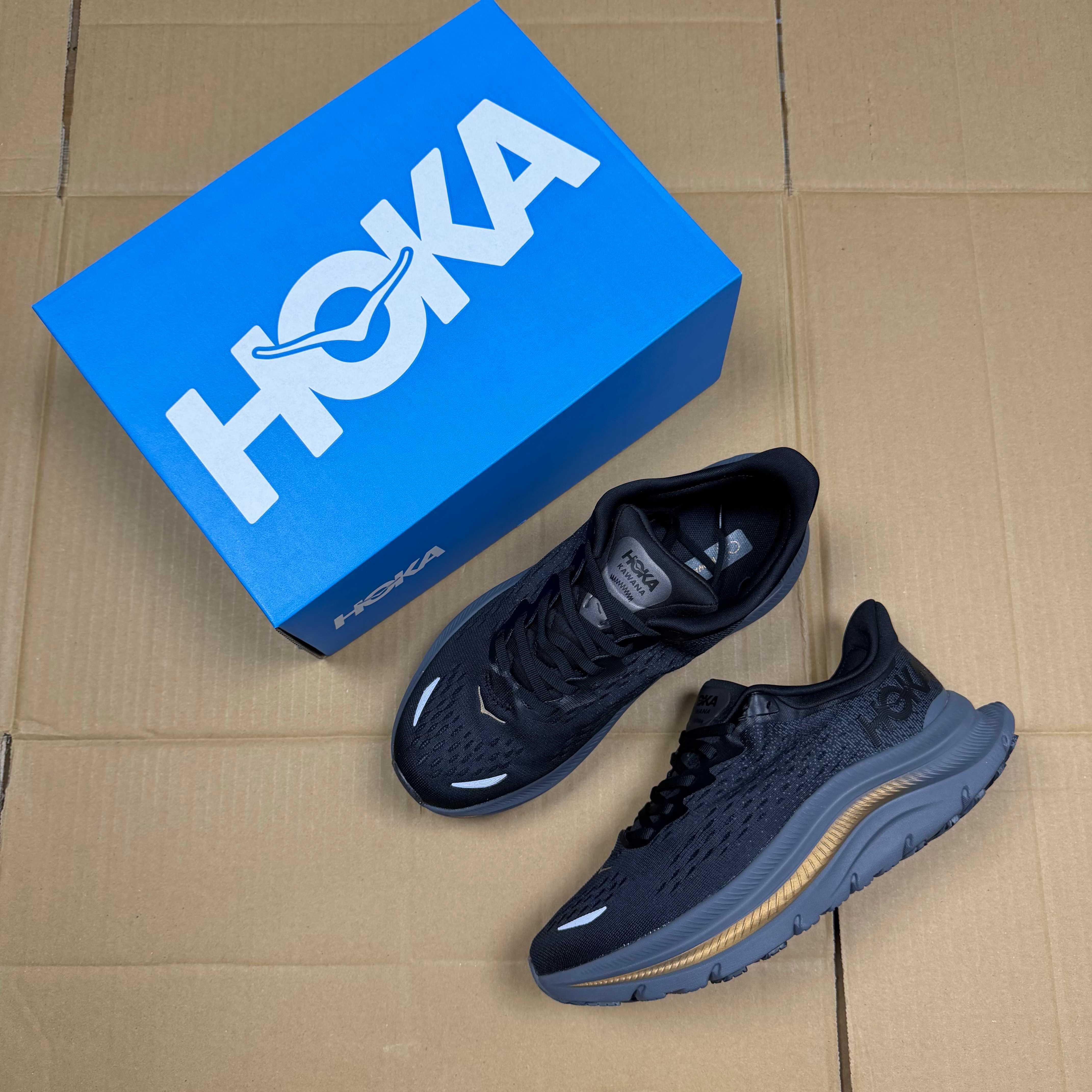 HOKA Kawana Black Dark Grey Gold White Running Shoe Running Sneakers BS-86927