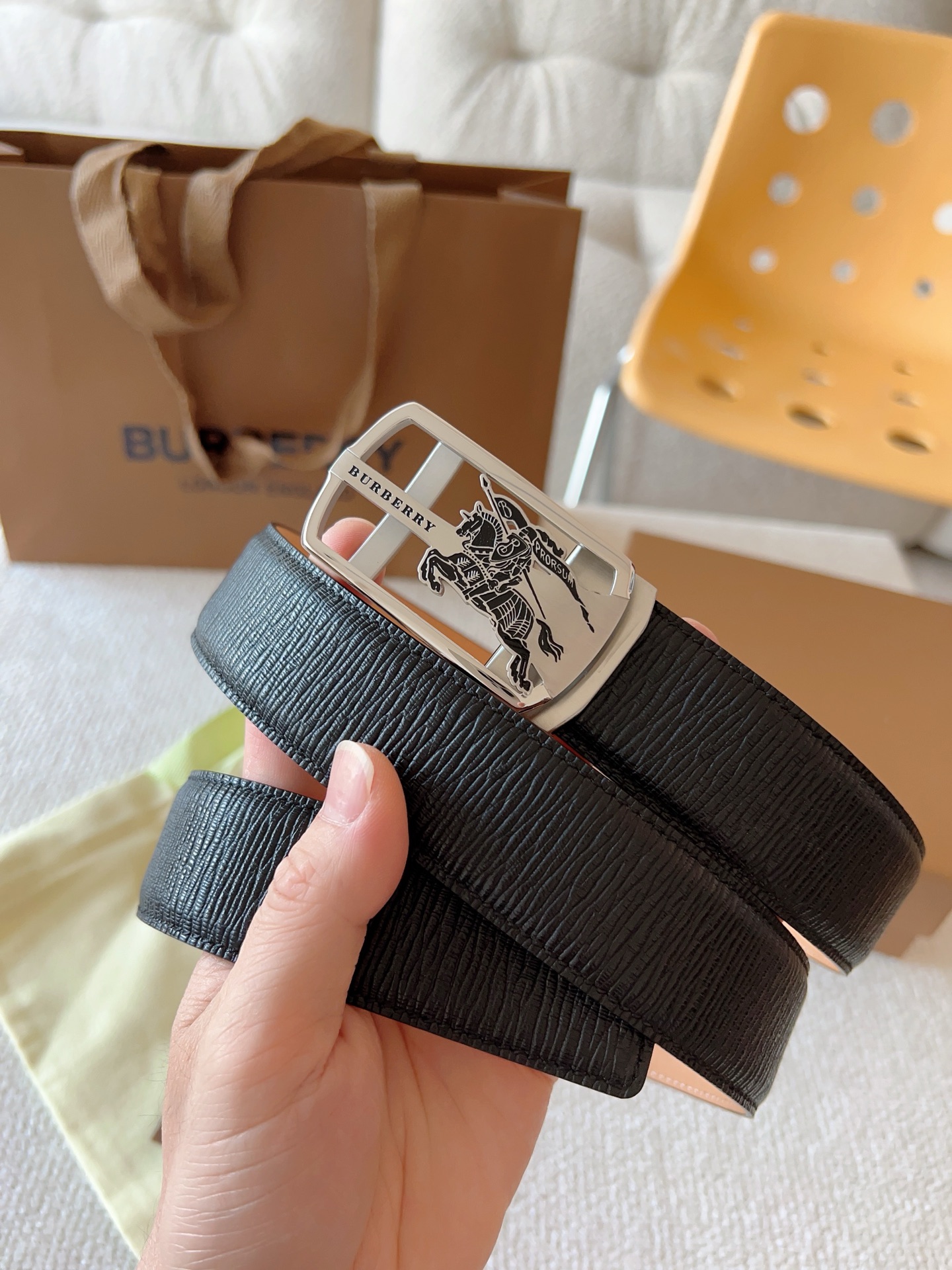 BURBERRY belt, privately customized smooth automatic buckle series original leather with steel buckle — 1:1 Replica For Sale