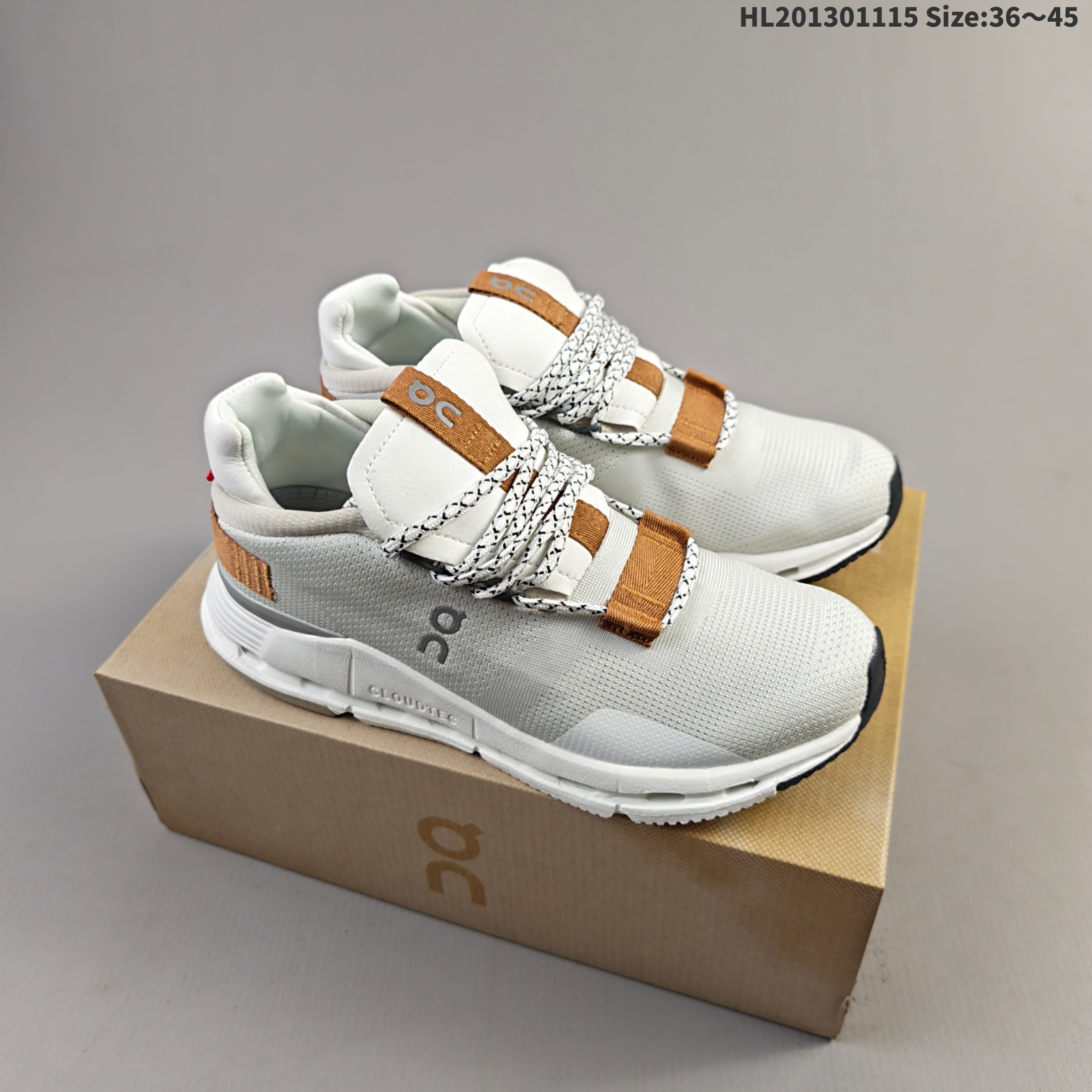 On Cloudnova White Tan Black EU 36-45 Running Shoe Running Sneakers - Unisex BS-69815