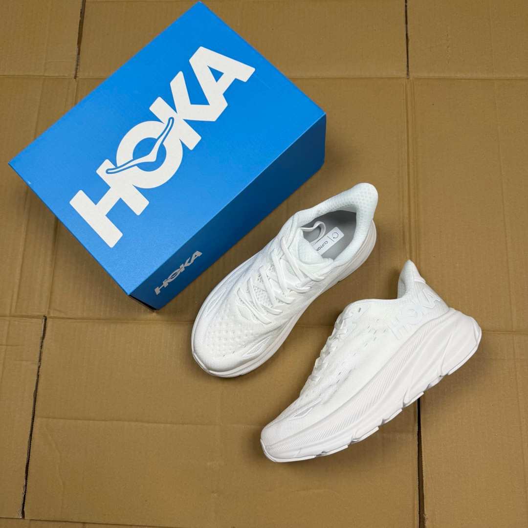 HOKA Clifton 9 All White Running Shoe Running Sneakers BS-86866