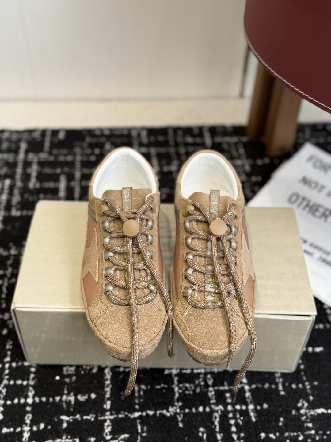 Golden Goose GGDB Star Tan Light Brown White Silver Sneaker BS-87436