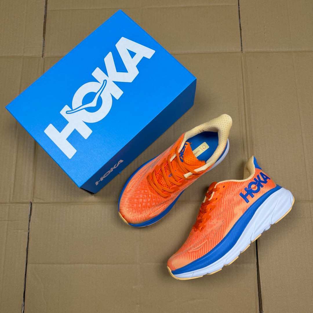 HOKA Clifton 9 Orange Blue White Yellow Running Shoe Running Sneakers BS-86880