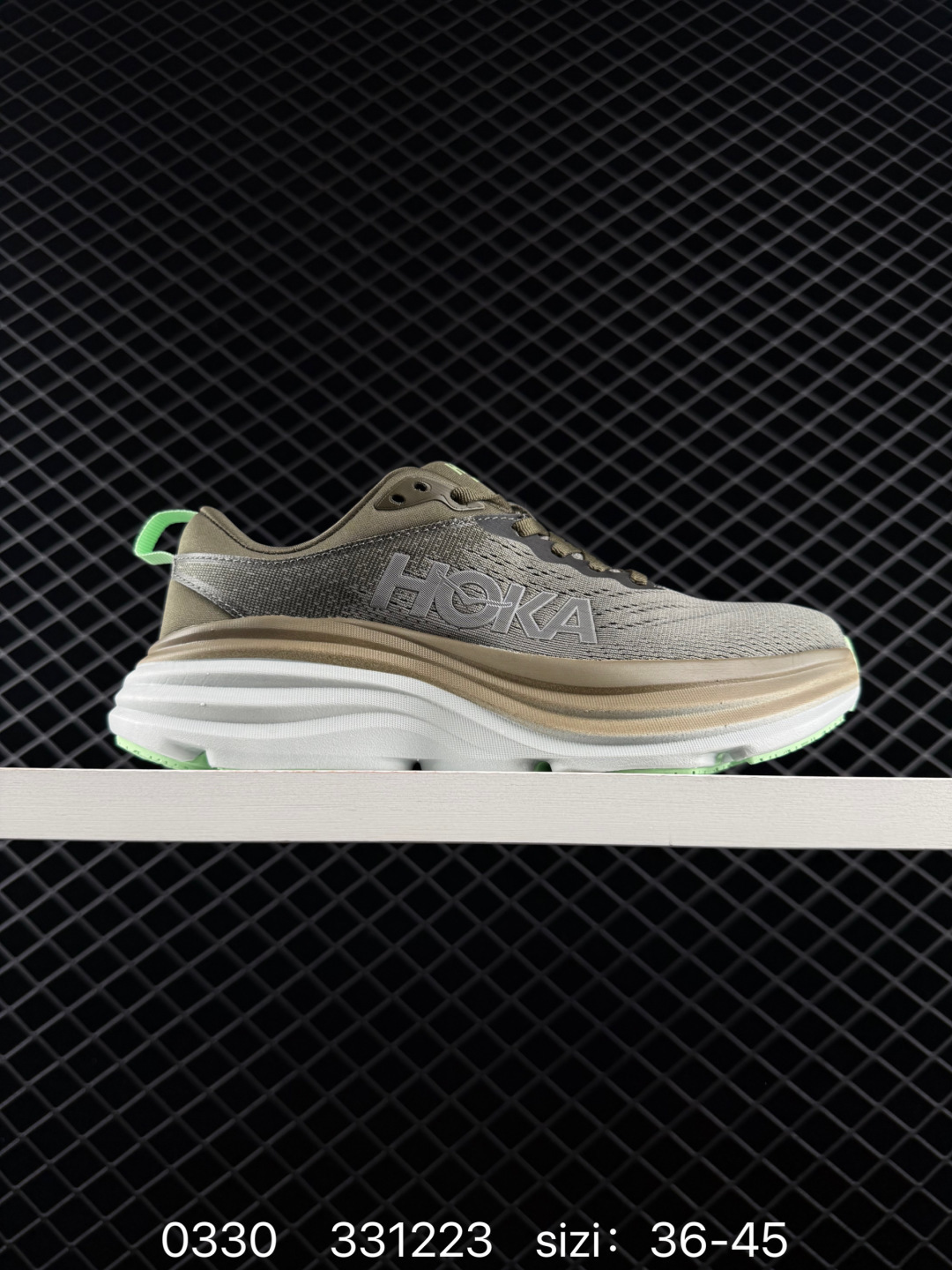 HOKA ONE ONE Bondi 8 Olive Grey White Light Green Tan EU 36-45 Running Shoe Running Sneakers - Unisex BS-86274