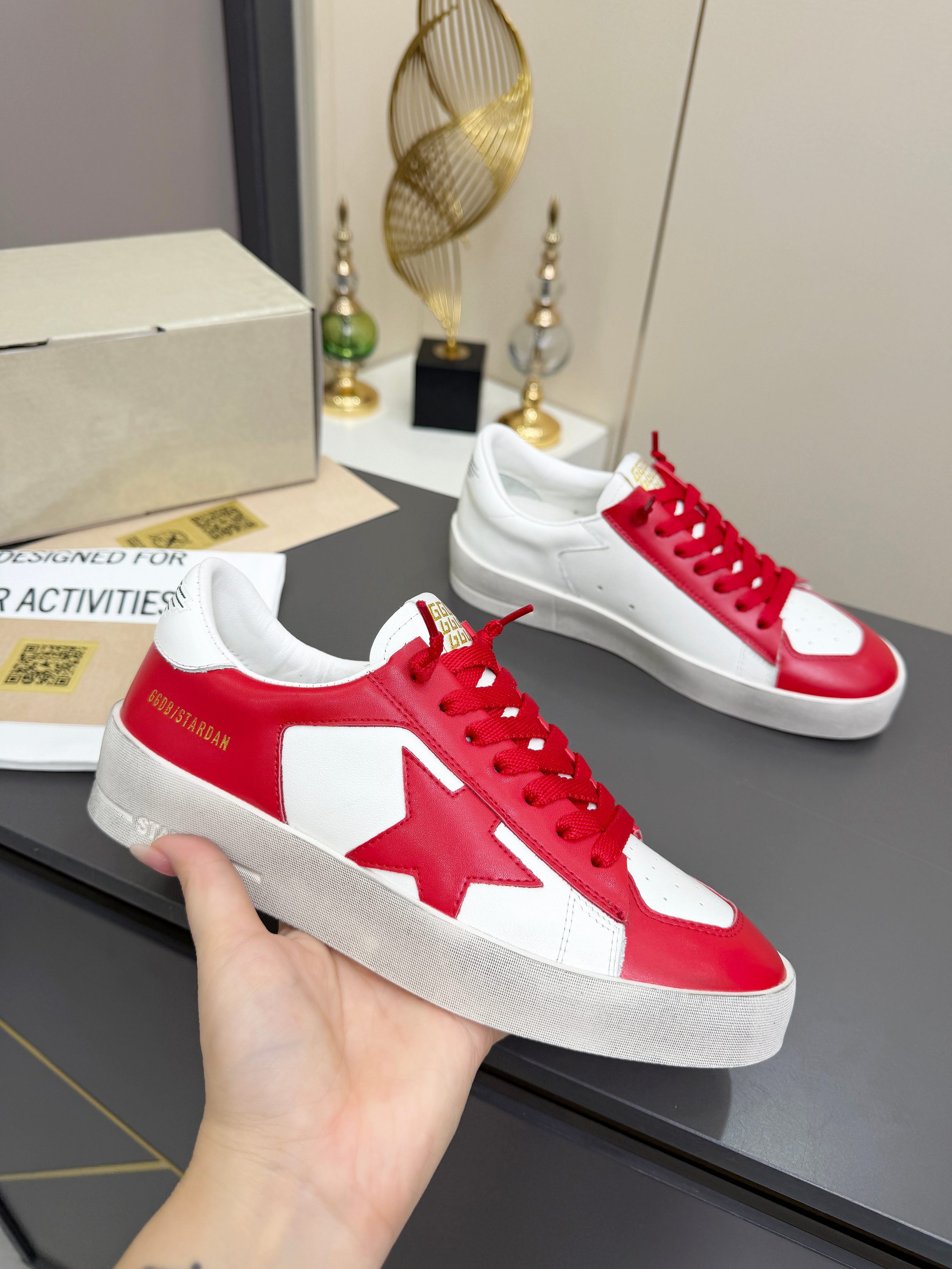 Golden Goose Stardan White Red Off White Gold Skate Shoe BS-87374
