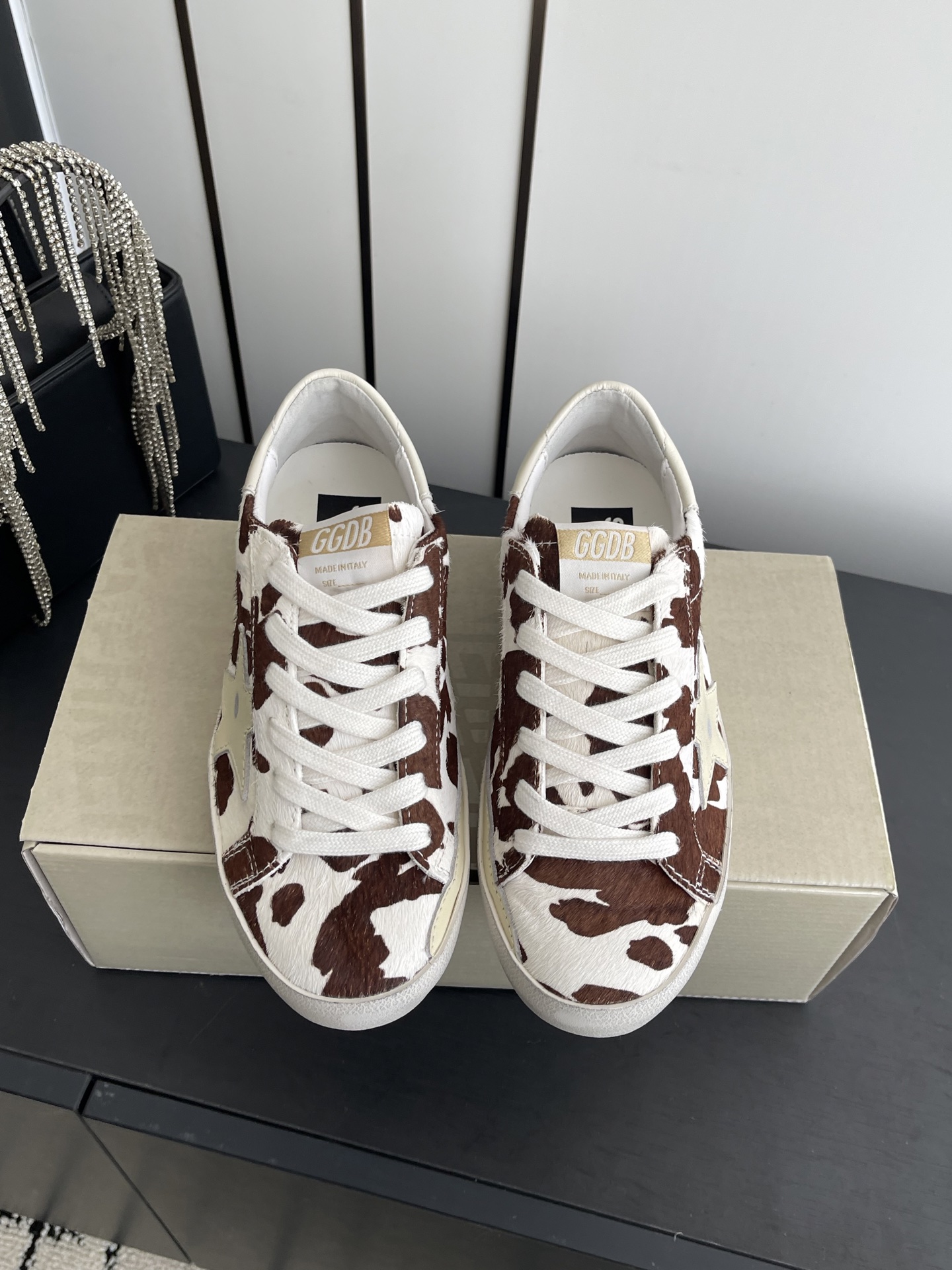 Golden Goose Super Star White Brown Cream Off White Skate Shoe BS-87484