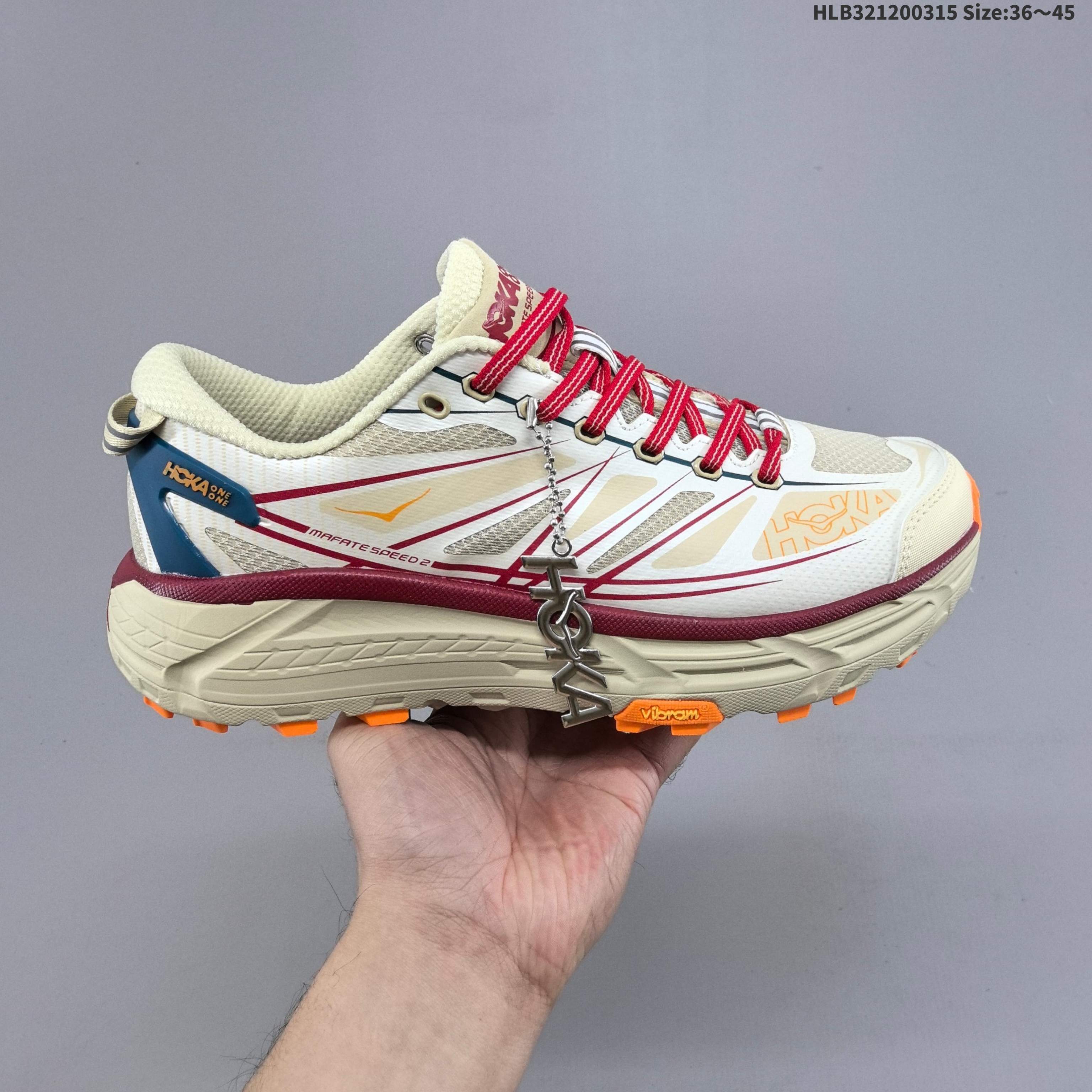 HOKA ONE ONE Mafate Speed 2 Cream Red Blue Orange EU 36-45 Trail Shoe Trail Running Sneakers - Unisex BS-69380