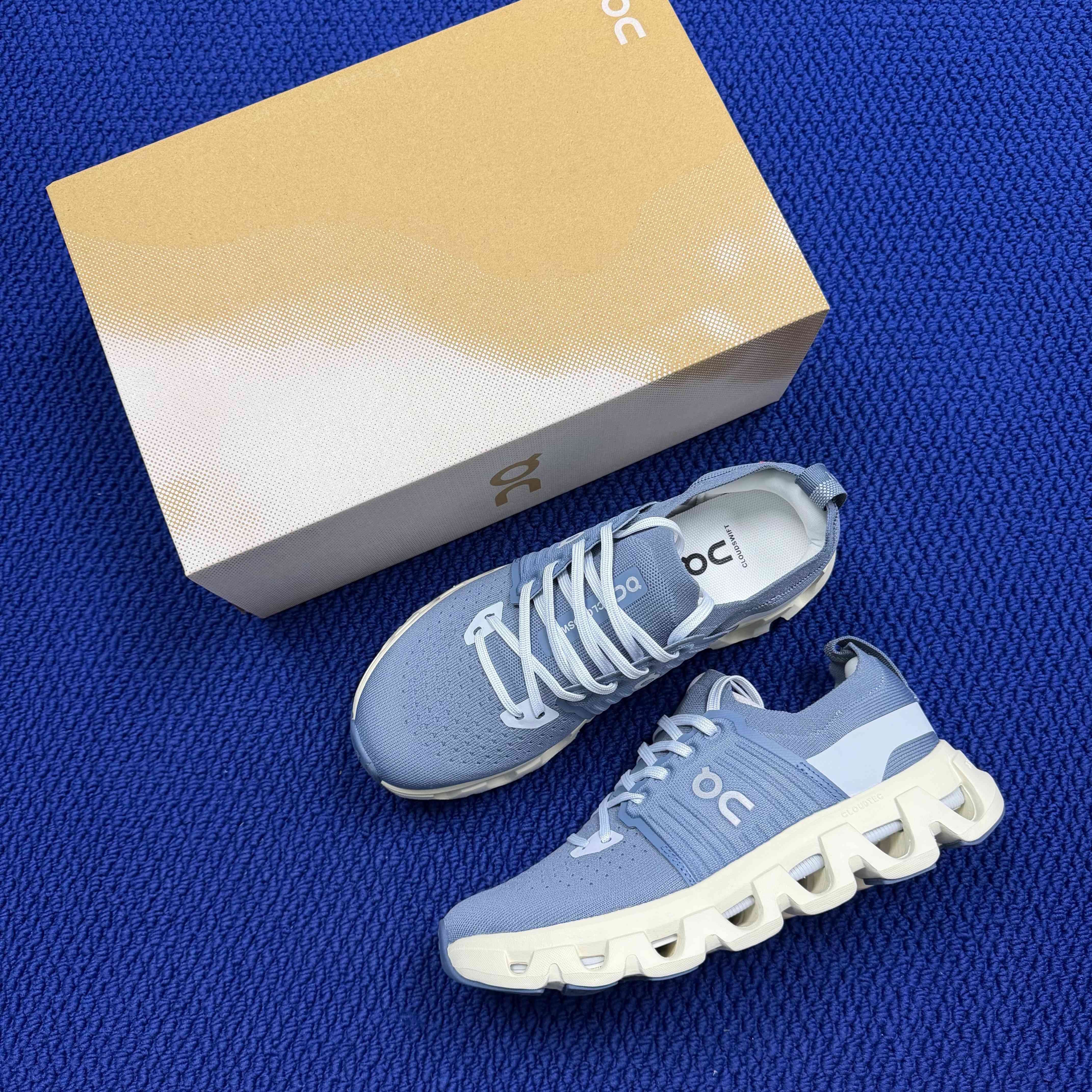 On Cloudswift 4 Blue White Cream Running Shoe Running Sneakers BS-86749