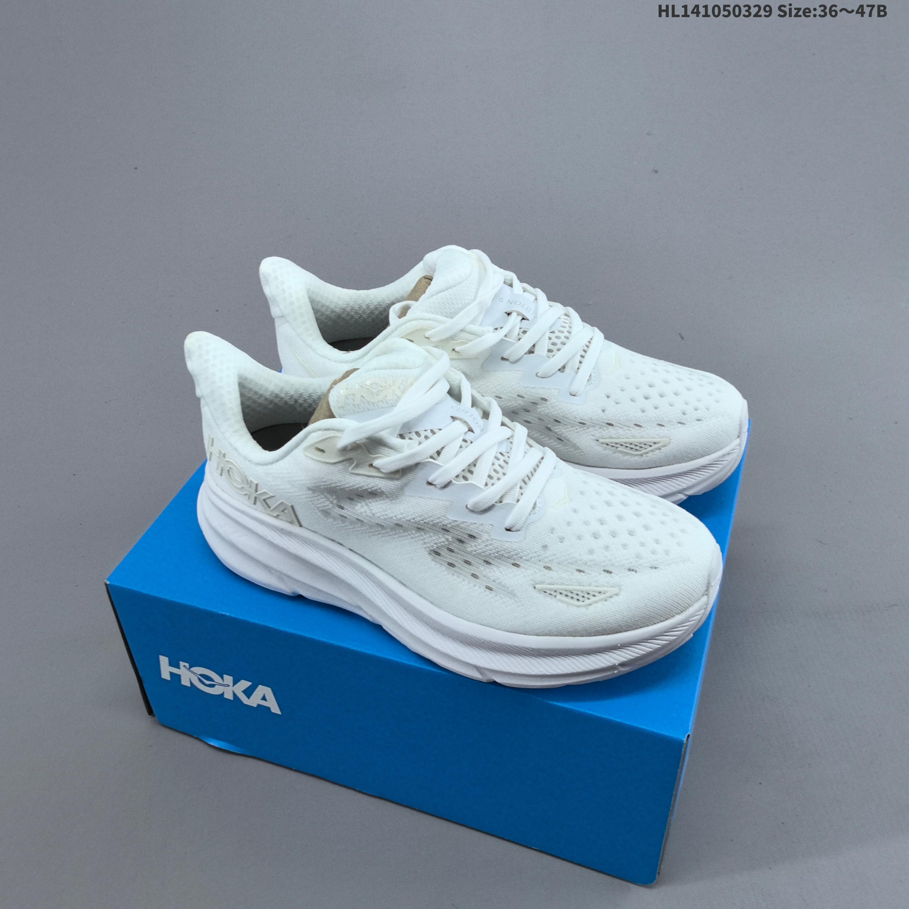 HOKA ONE ONE Clifton 9 All White EU 36-47 Running Shoe Running Sneakers - Unisex BS-69368