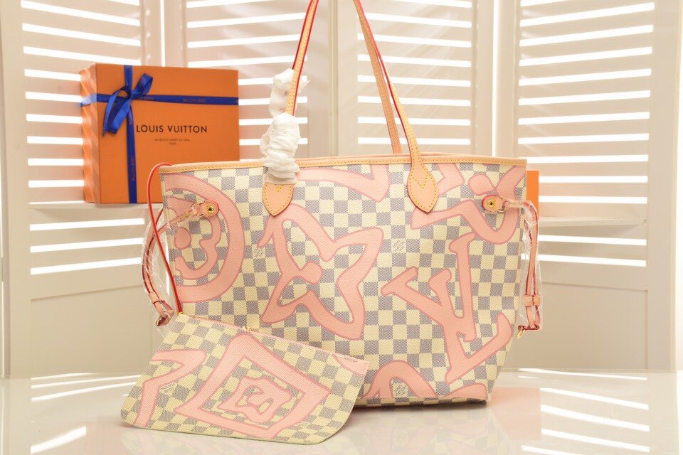 Louis Vuitton Neverfull MM Damier Azur Pink 32x29x17cm tote bag photo 1