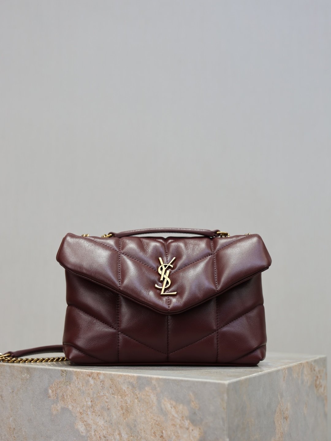 YSL bag Maroon gold buckle·double chain 23cm