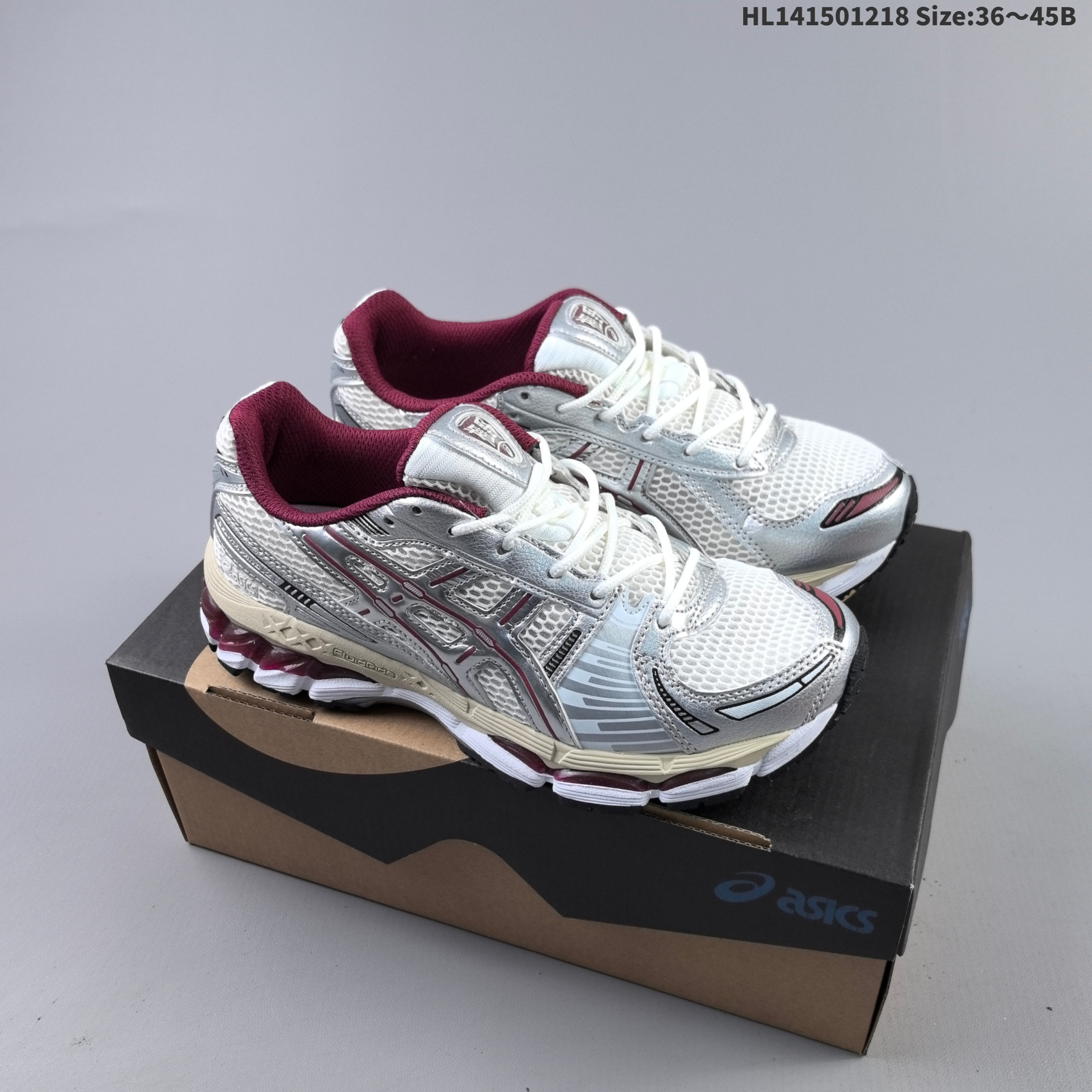 ASICS Gel Kayano 14 Kith White Silver Burgundy Cream EU 36-45 Running Shoe Running Sneakers - Unisex BS-69142
