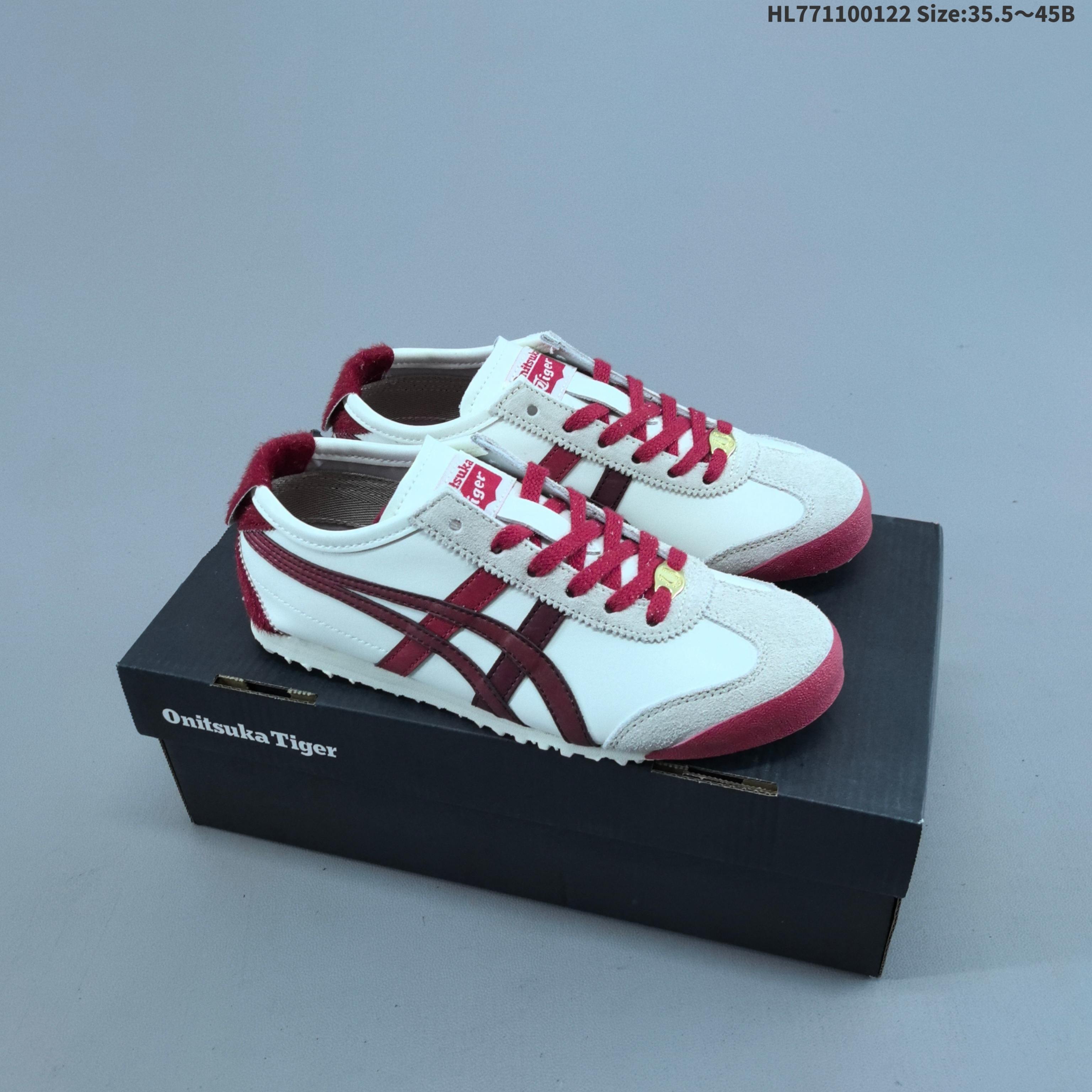 Onitsuka Tiger Mexico 66 White Burgundy Cream Red 35 5 To 45 Sneaker Casual Sneakers Unisex BS-69043