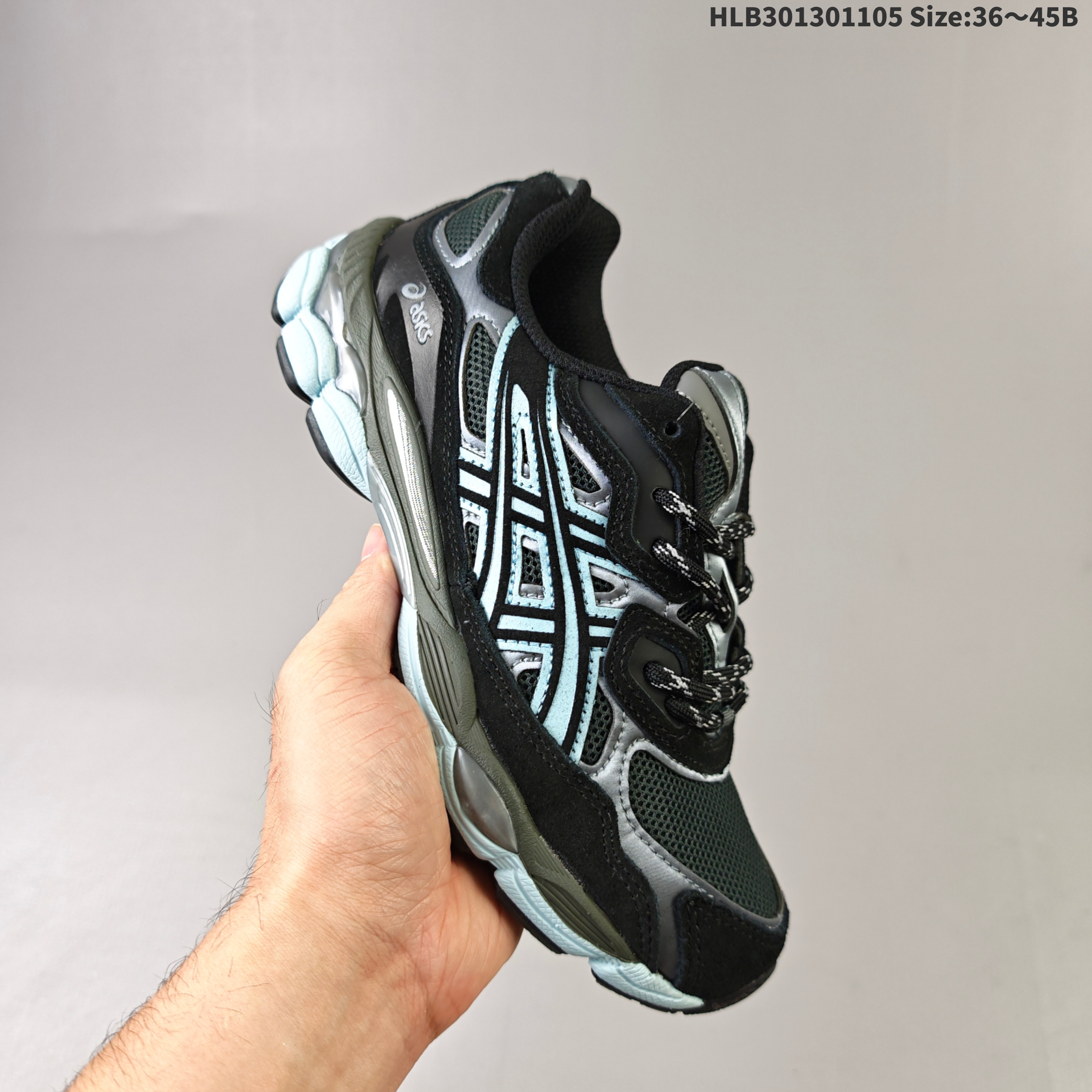 ASICS GEL NYC Black Silver Light Blue EU 36-45 Running Shoe Running Sneakers - Unisex BS-69320
