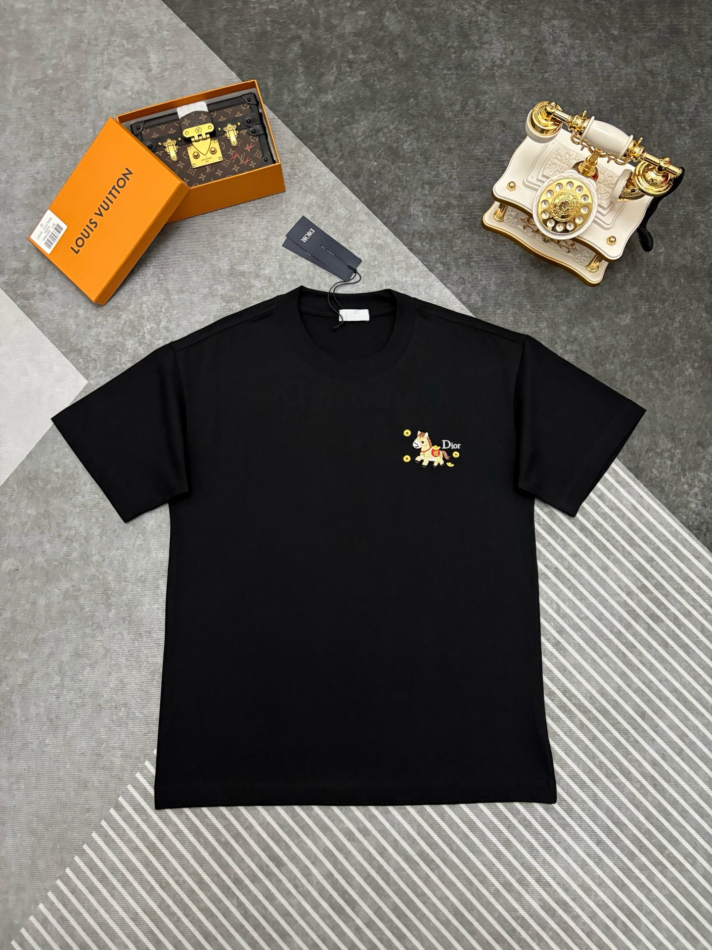 Dior men Dior Year of the Horse limited edition embroidered double yarn cotton short-sleeved — 1:1 Replica