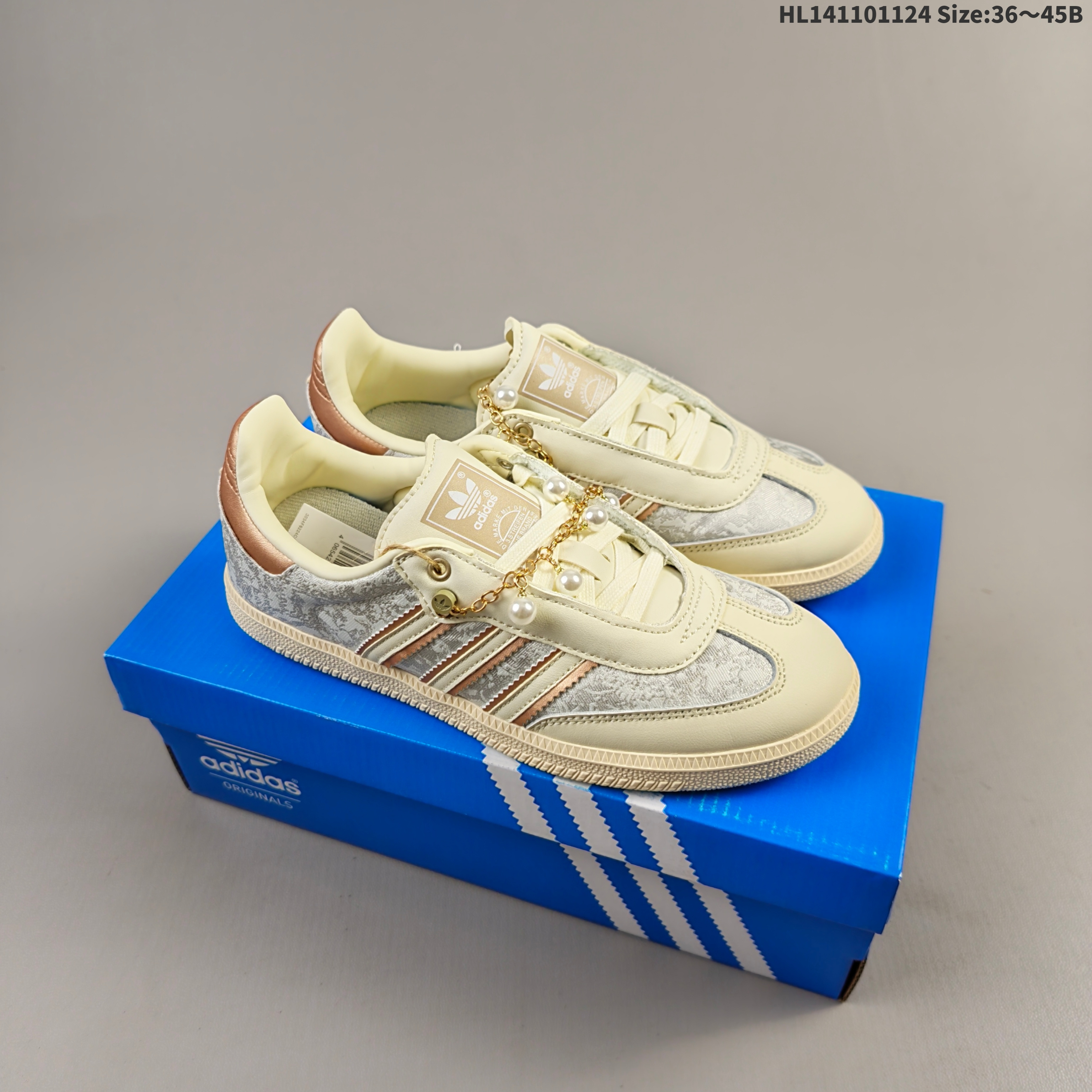 Adidas Samba Vegan OG SPD JR0035 Cream White Silver Rose Gold EU 36-45 Skate Shoe Unisex BS-65498