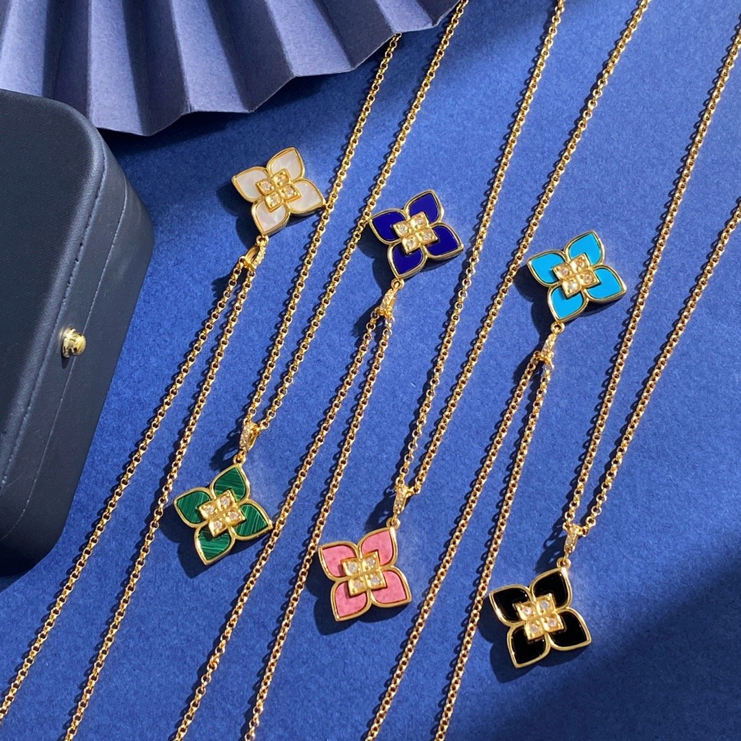 Roberto Coin Love in Verona necklace 18k rose gold blue lapis lazuli diamond 42cm