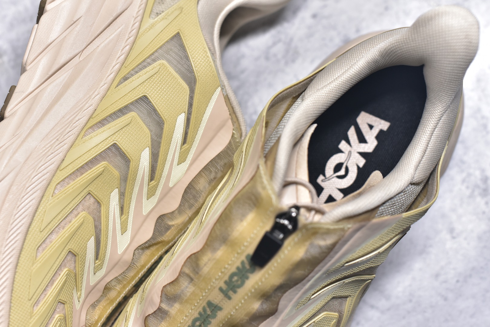 HOKA ONE ONE Project Clifton Beige Pale Yellow Off White Black Running Shoe Running Sneakers BS-59542