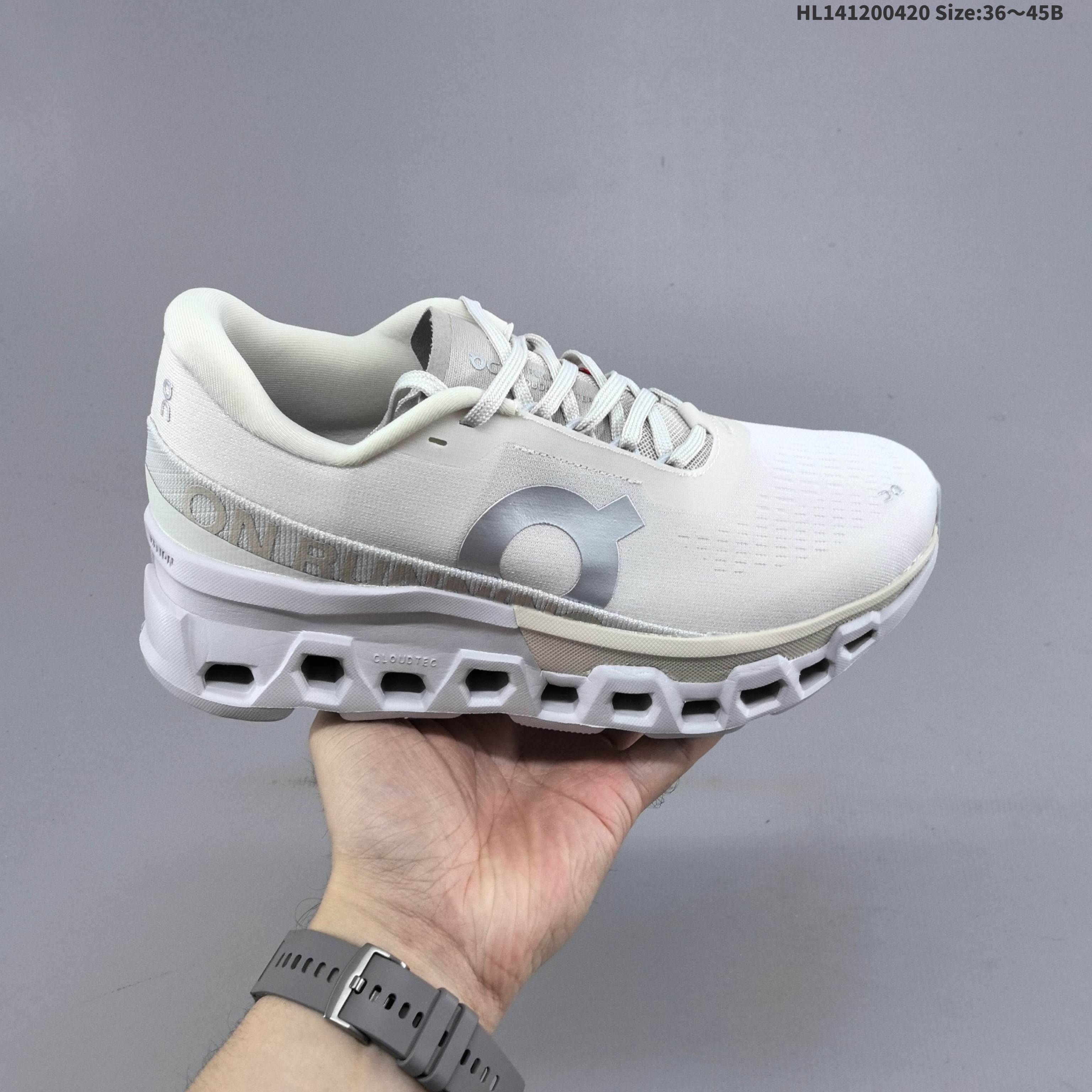 On Running Cloudmonster 2 White Silver Beige EU 36-45 Running Shoe Running Sneakers - Unisex BS-69594