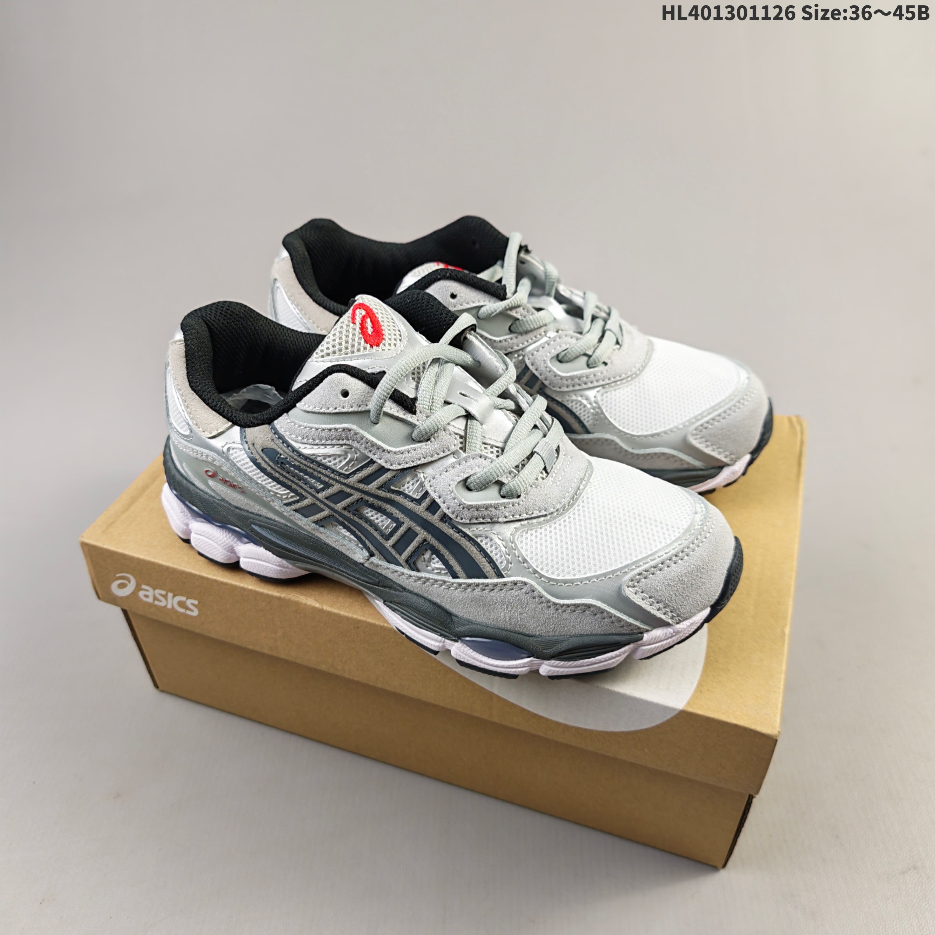 ASICS GEL-NYC AHAR 1203A571-100 Silver White Dark Grey Black Red EU 36-45 Running Shoe Running Sneakers - Unisex BS-69226