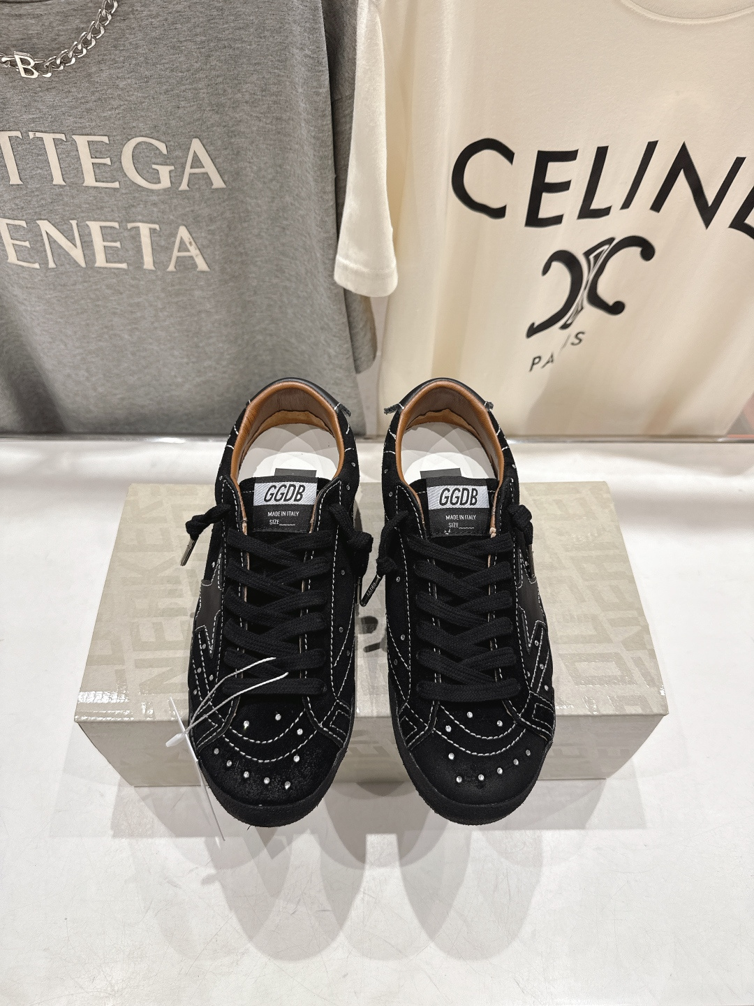 Golden Goose Super Star Black Silver Brown White Skate Shoe BS-87462