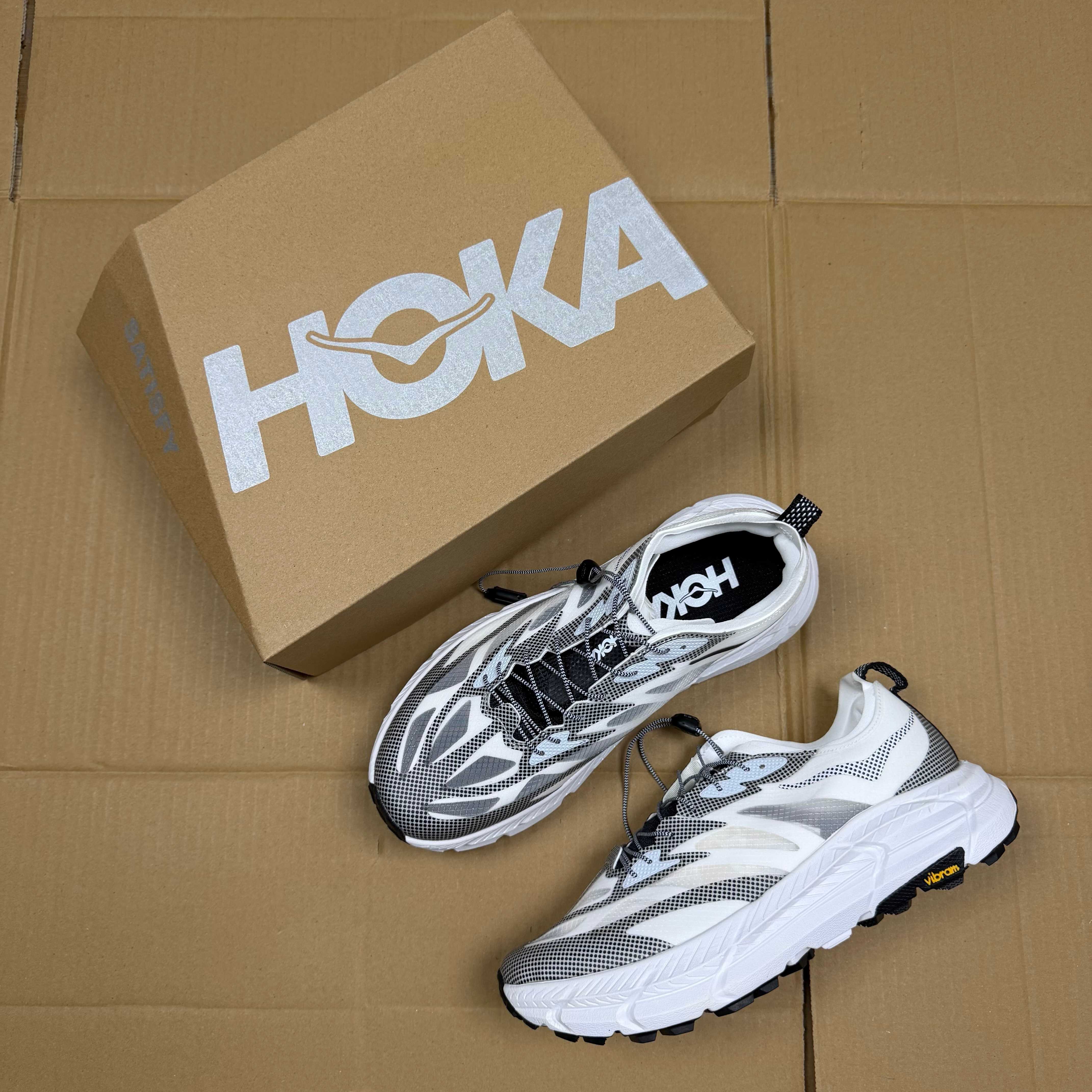 HOKA Mafate Speed 4 LITE White Black Grey Trail Shoe Trail Running Sneakers BS-86938
