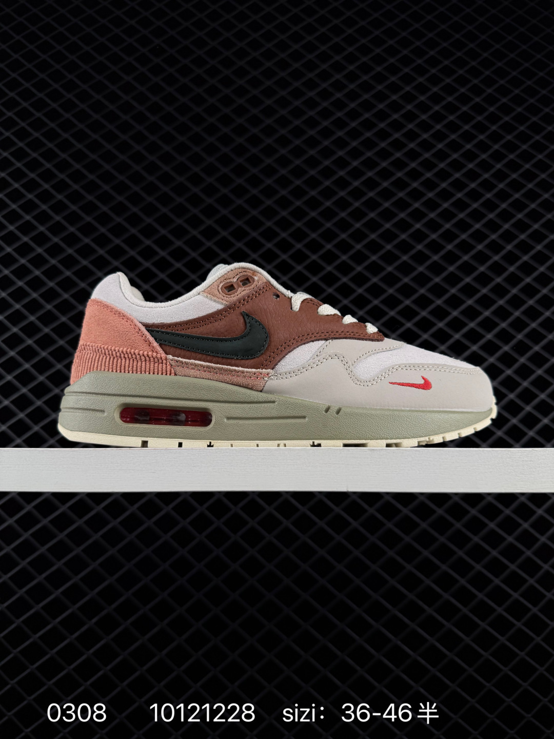 Nike Air Max 1 Pink Brown Cream With Black Swoosh 36-46 5 Lifestyle Unisex BS-72735