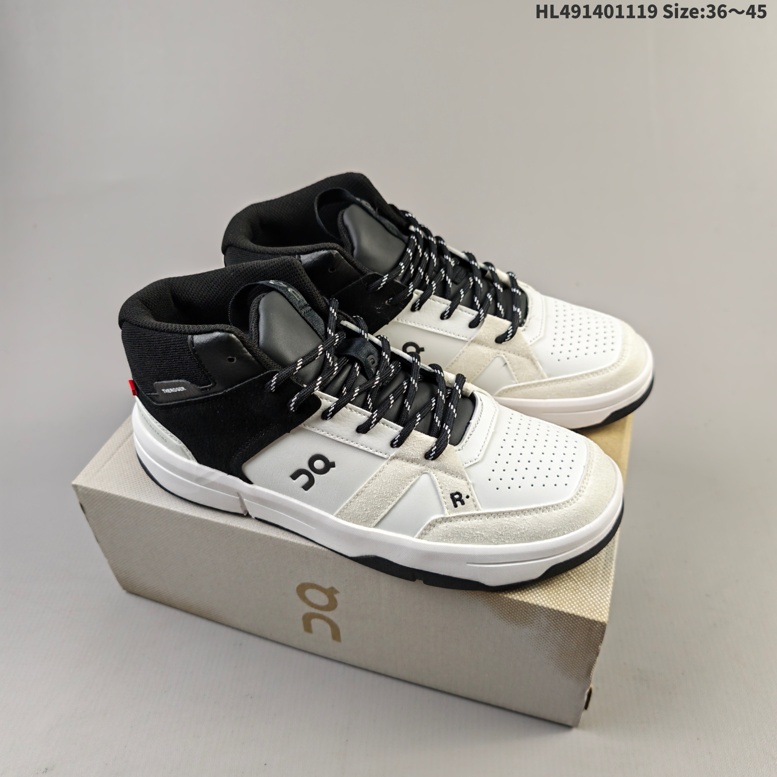 On Running THE ROGER Clubhouse Mid White Black Off White EU 36-45 Sneaker Casual Sneakers - Unisex BS-69803
